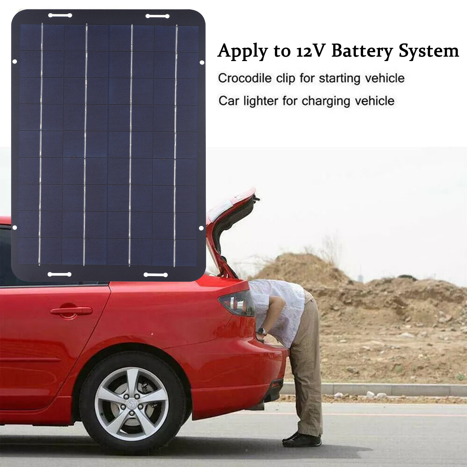60W Solar Panel 18V Trickle Charger Battery Charger Kit Maintainer Boat Car RV