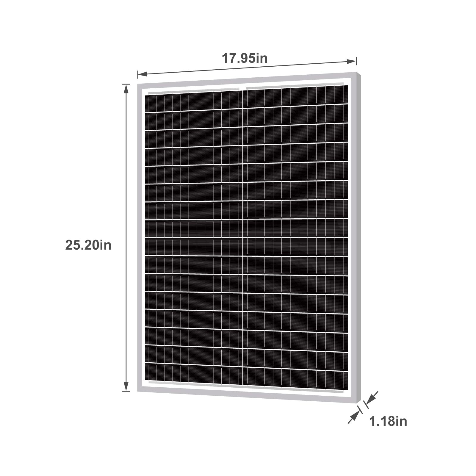 50W Mono Solar Panel 50 Watt Monocrystalline Module with 3ft Connectors for R…