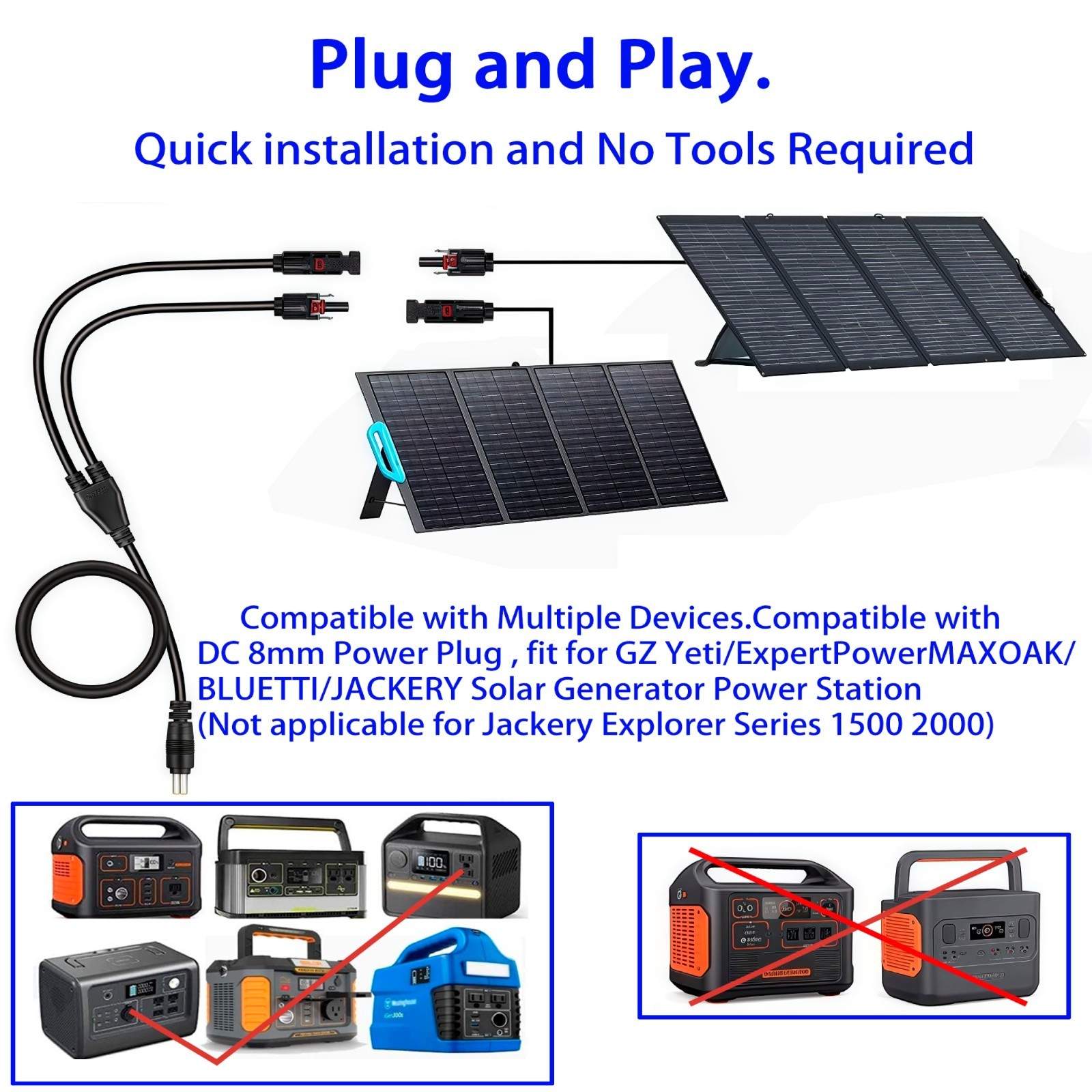 16.5FT 14AWG+16AWG Solar Cable with Solar Panel Connector for BALDR 200W 330W