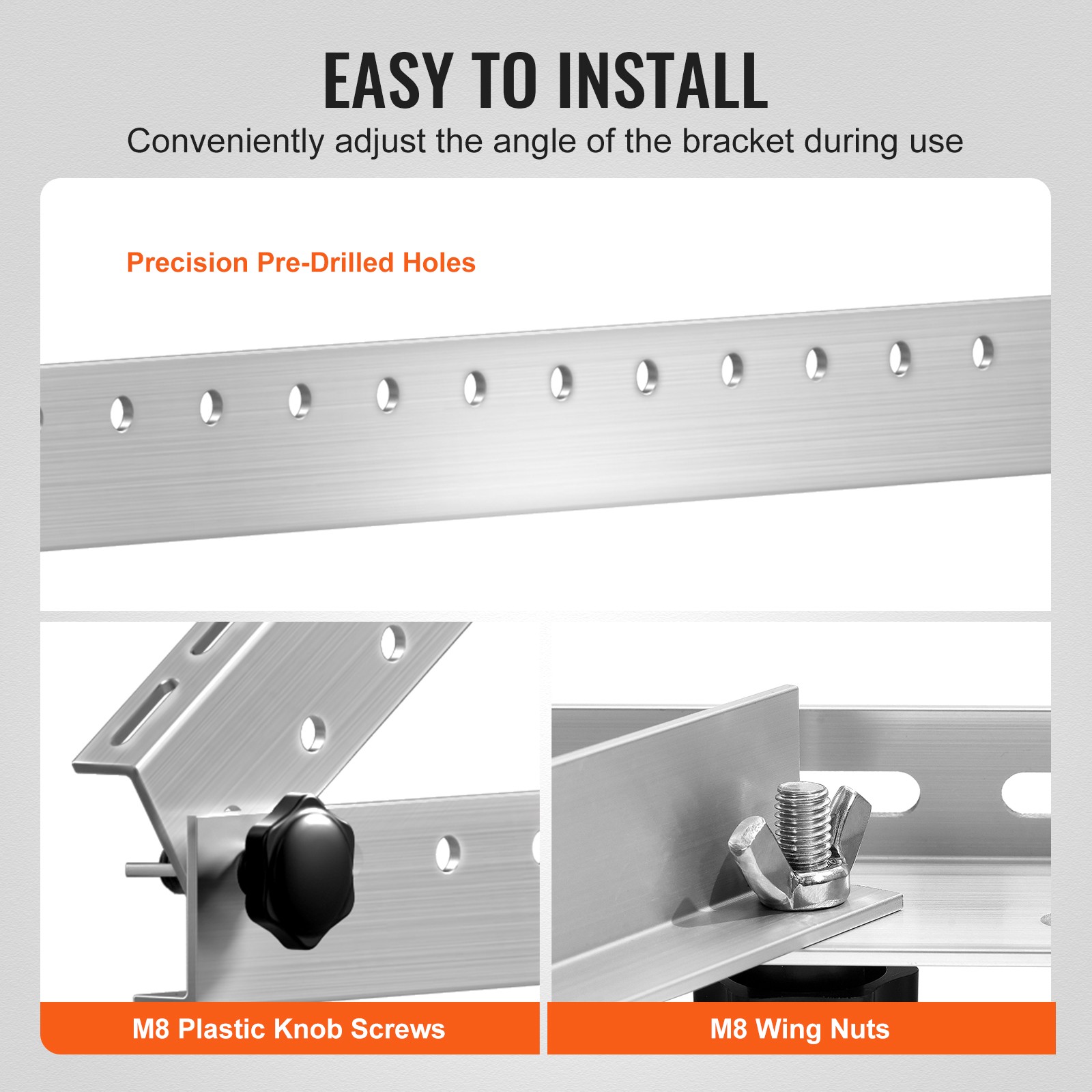 VEVOR 50-Inch Solar Panel Mount Brackets 0 – 90° Adjustable Tilt Mount Brackets