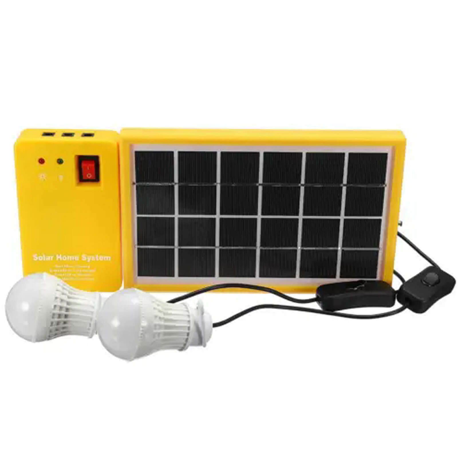 Portable Solar Light Kit 5V Usb 3 Led Bulbs Home Emergency Power System