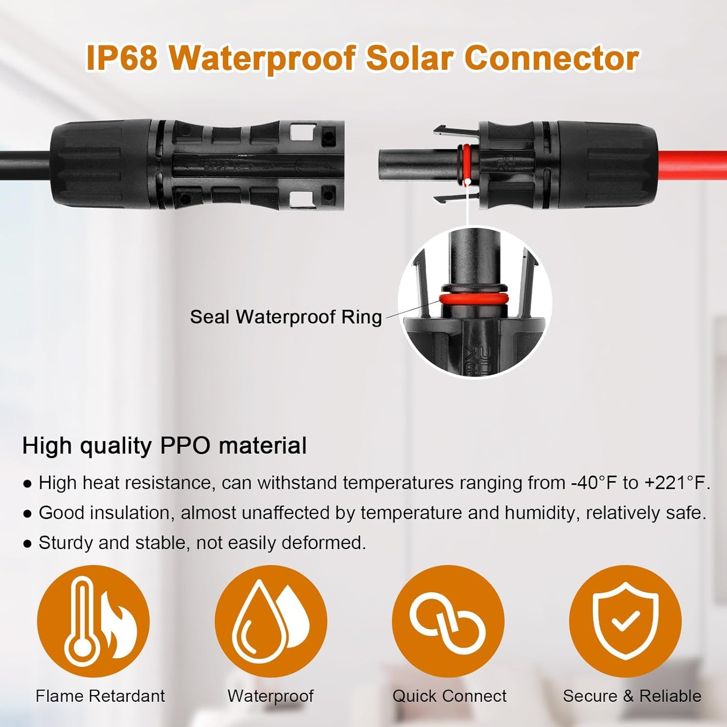 8AWG Solar Cable – 30FT Solar Panel Extension Cord 8 Gauge PV Wire with Flame Re