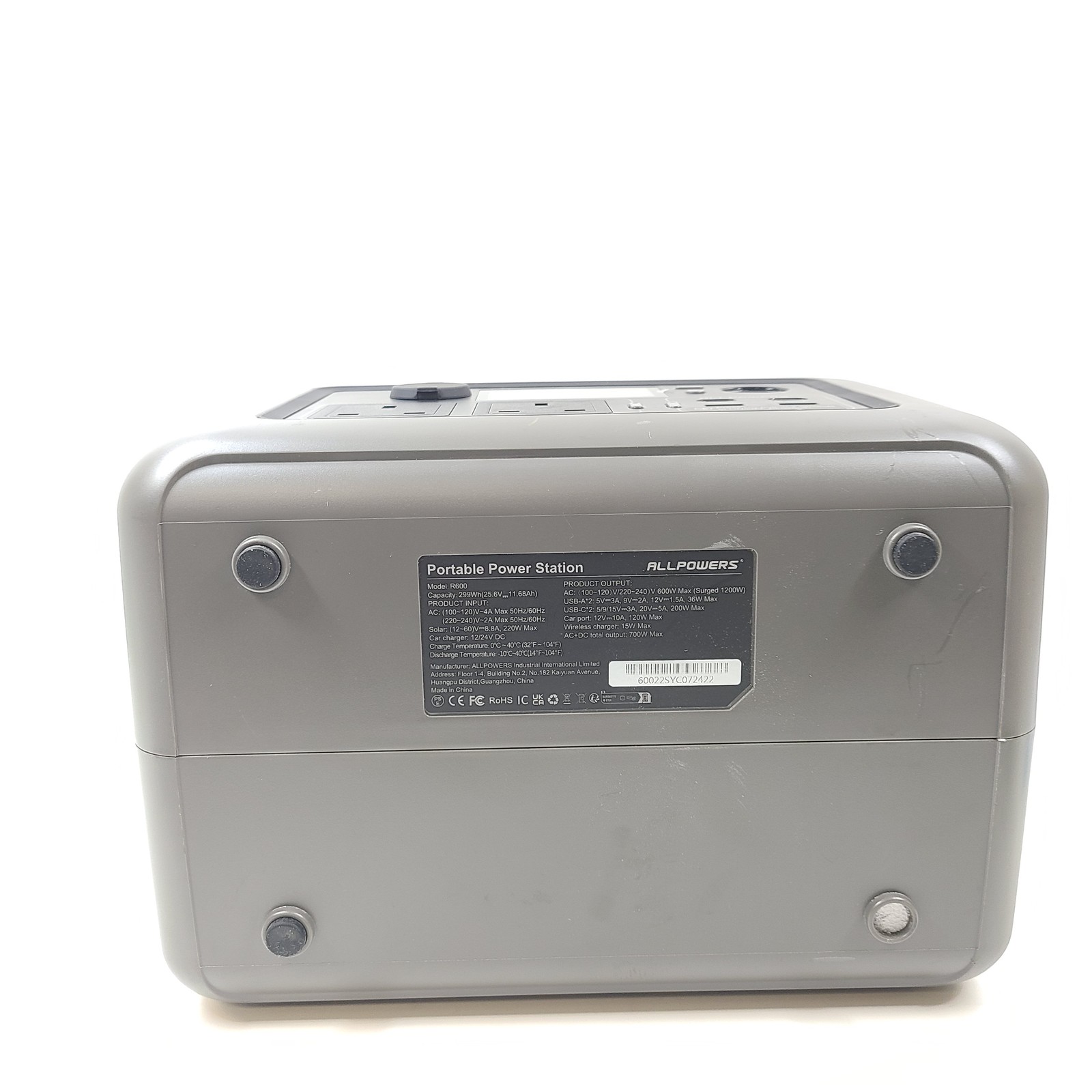 ALLPOWERS R600 Portable Power Station 600W 299Wh LiFePO4 Solar Generator