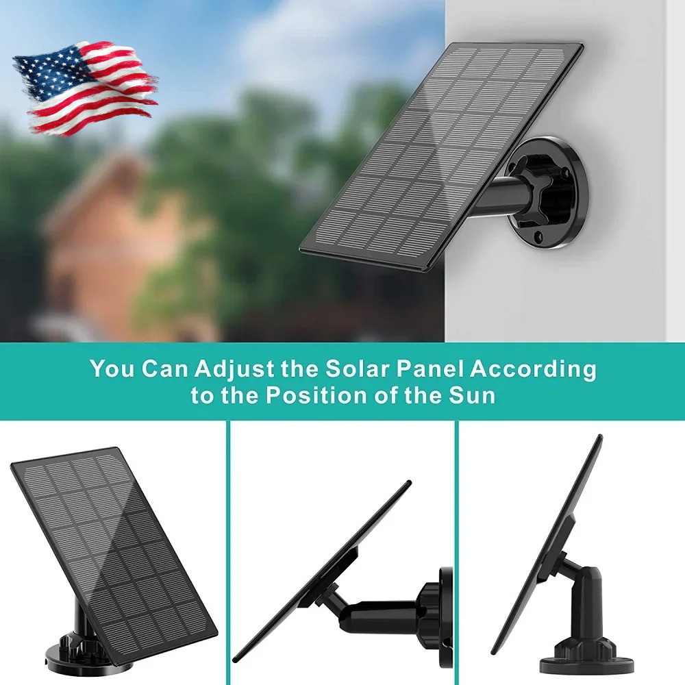 10W 5V Solar Battery Charger For Security Camera Portable Solar Power Panel With