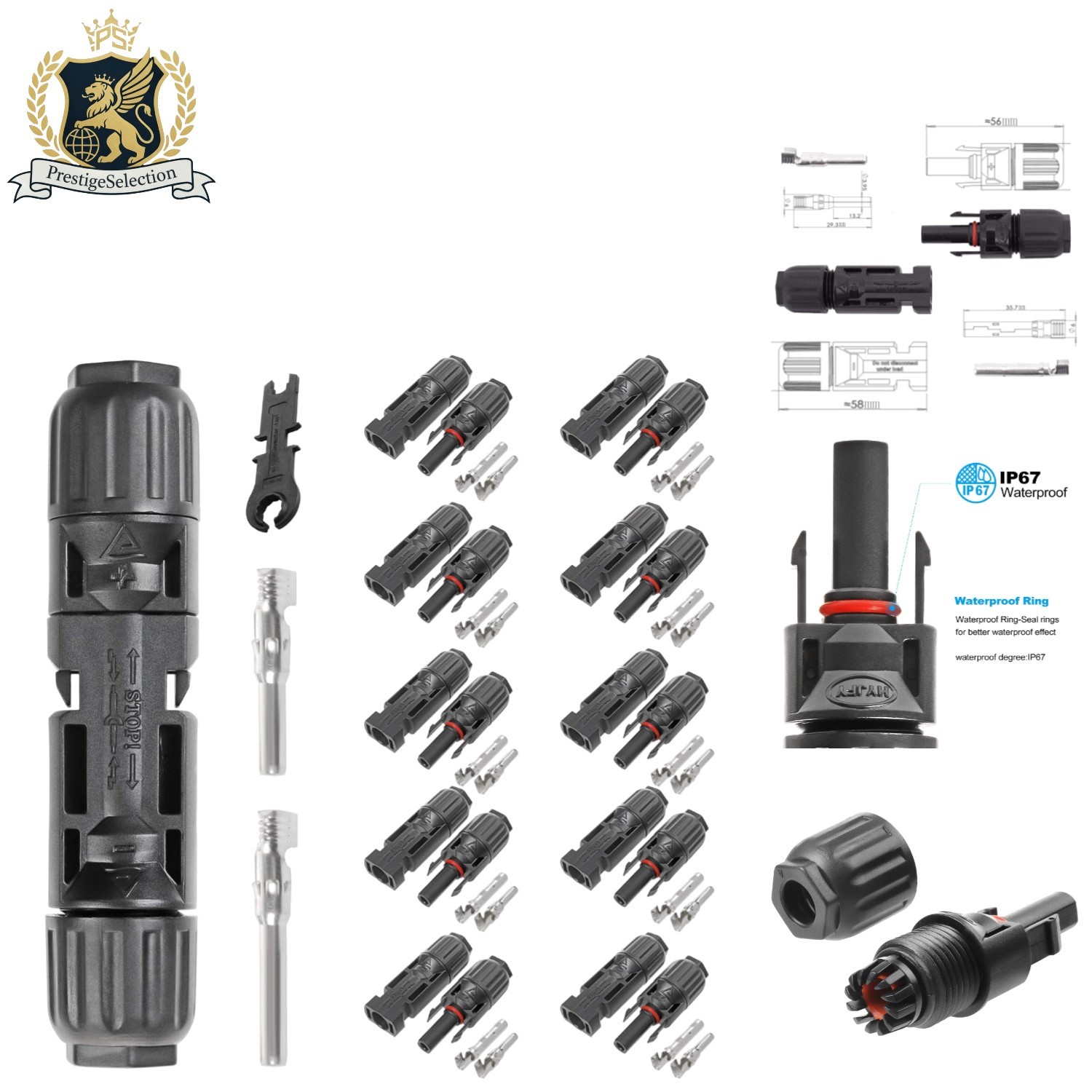 20PCS Waterproof MC4 Solar Connectors with High Voltage Safety – Complete Kit