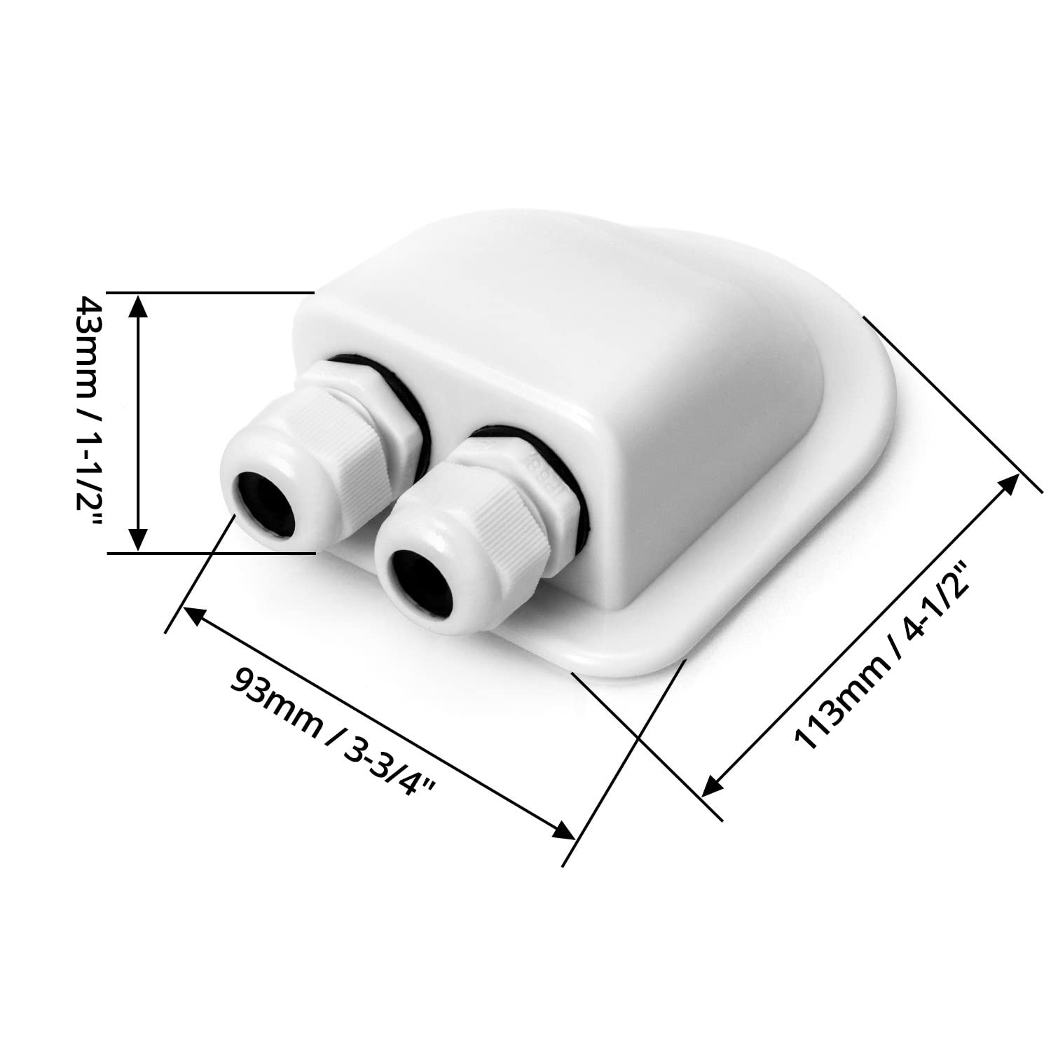 2 Pcs IP68 Waterproof ABS Solar Double Cable Entry Gland-Weather Resistant Dual