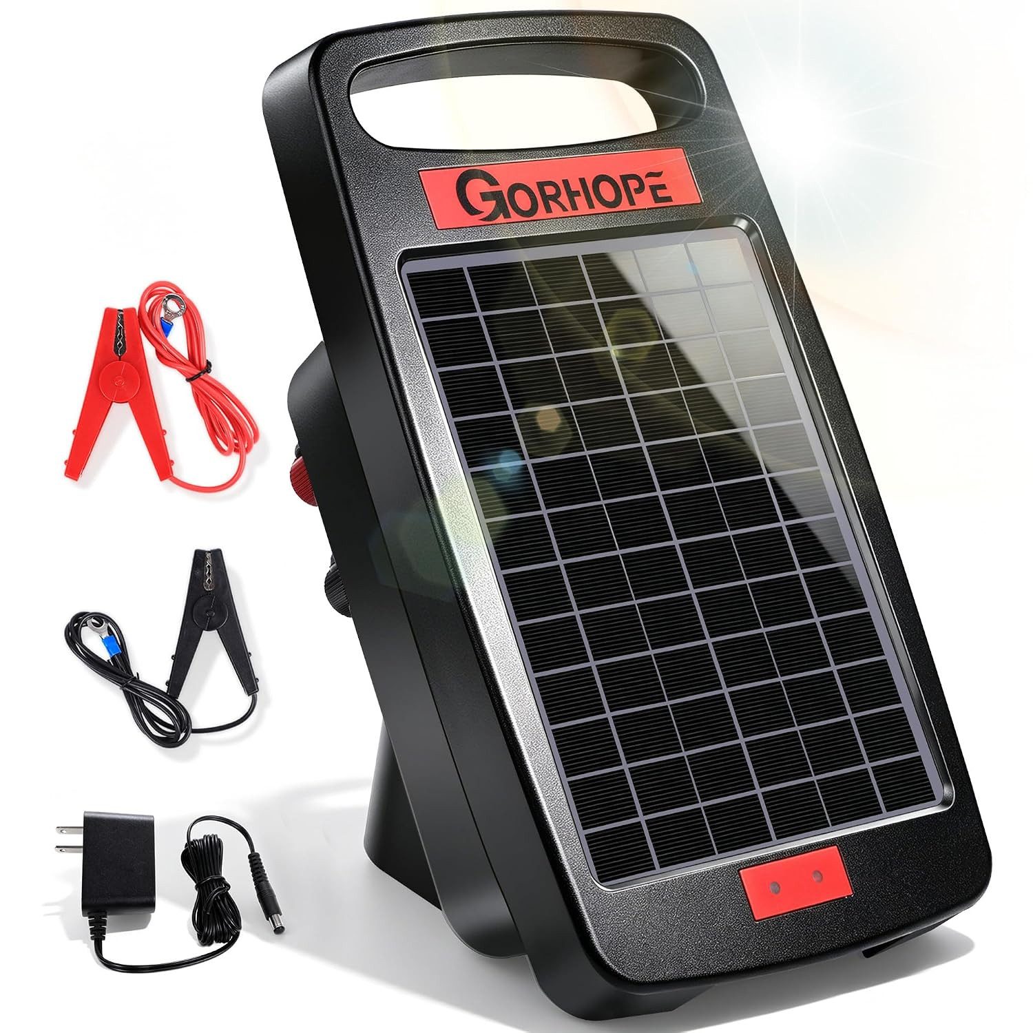 10 Miles Solar Electric Fence Charger with Short Circuit Alarm,0.18J Solar Power