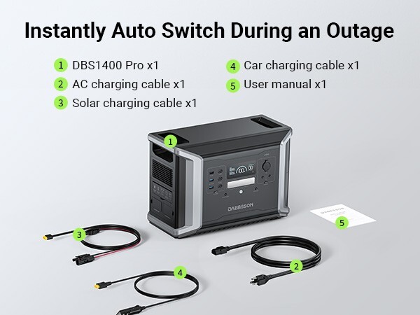 Dabbsson 2400W 1382Wh Power Station Portable Solar Generator LiFePO4 Battery