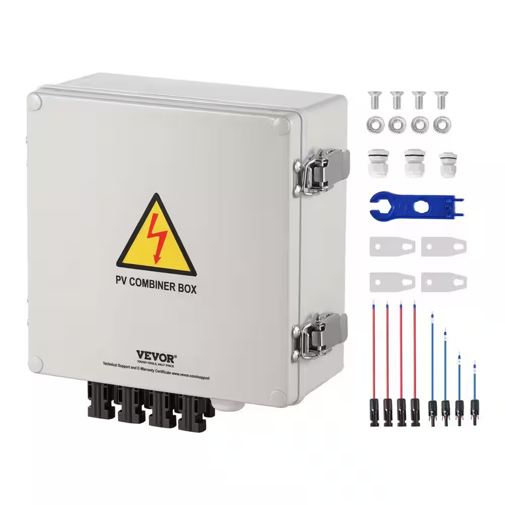 4 String 10 Amp Solar PV Combiner Box ABS Case with IP65 Weather Protection for