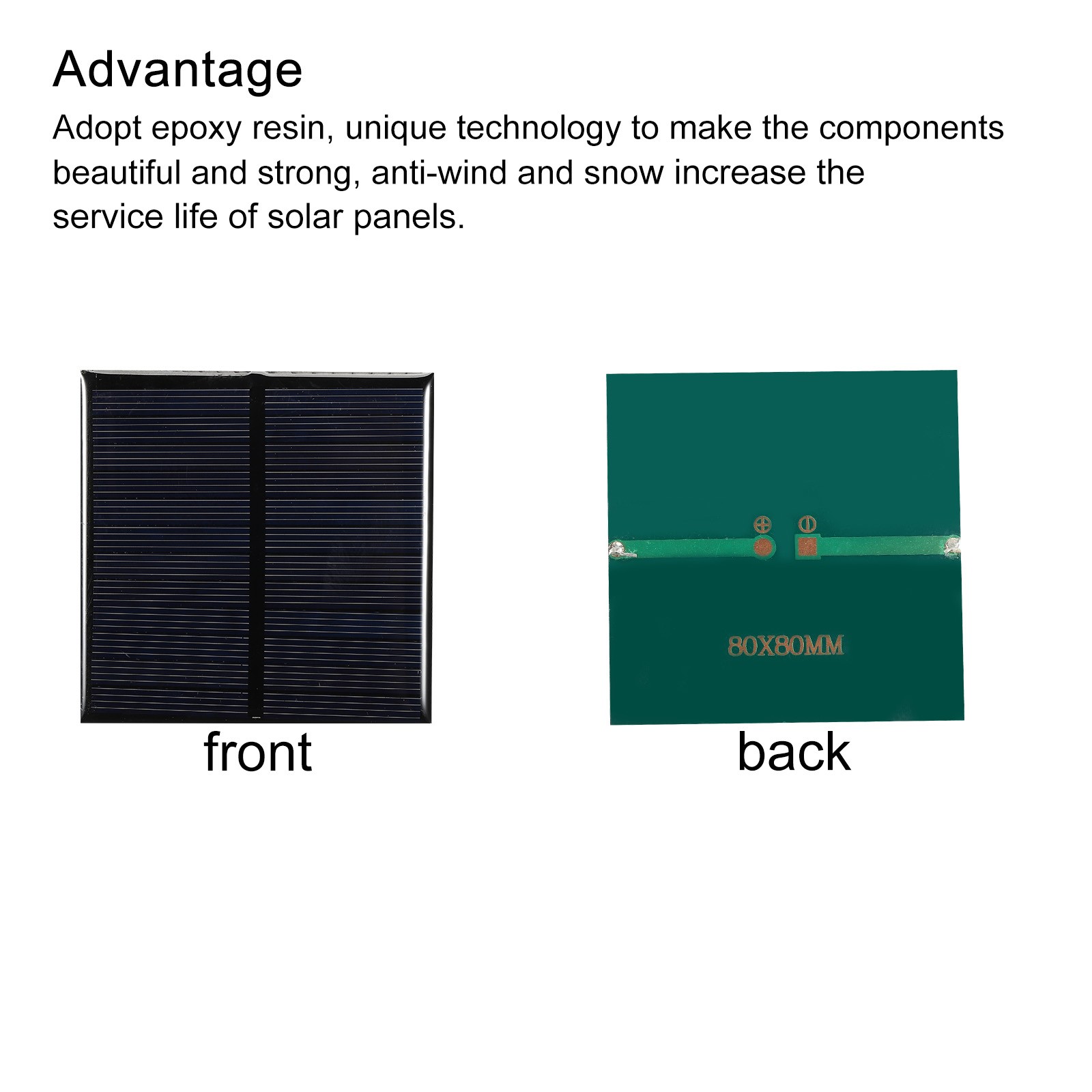 2Pcs Mini Solar Panel Cell 6V 150mA 0.75W 80mm x 80mm for DIY Project