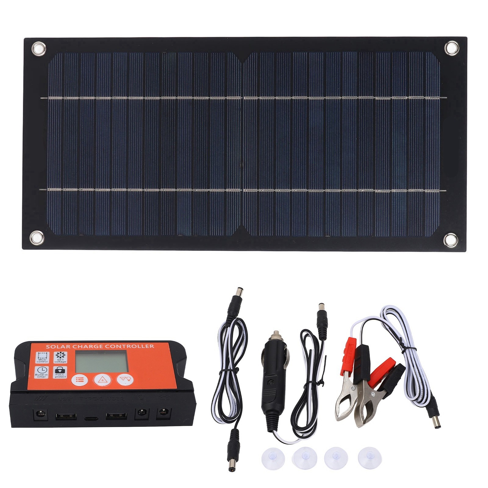 10W Solar Panel Kit 18V Battery Charger W/ Controller Caravan Boat RV Car