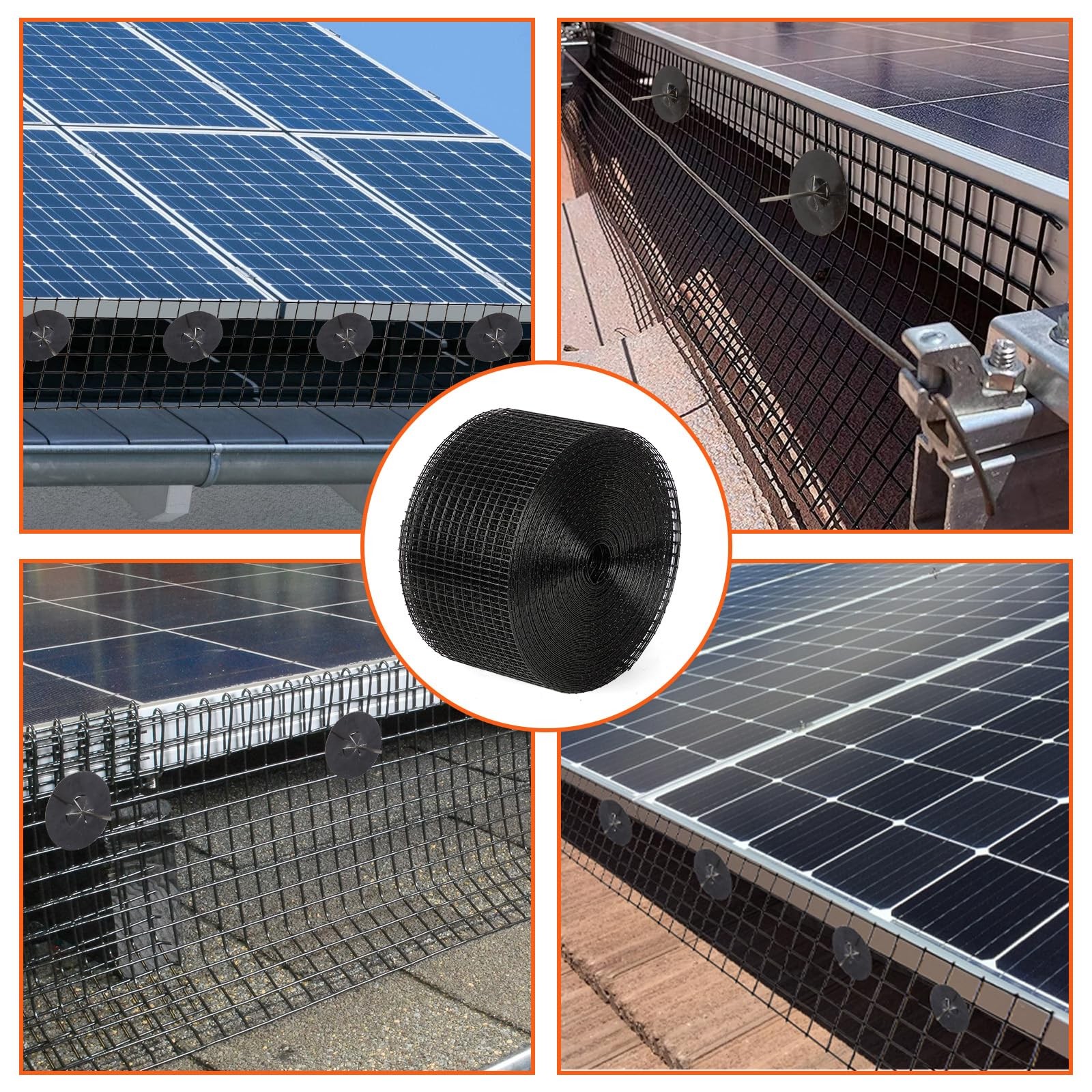 Solar Panel Bird Guard ,8in x 100ft Critter Guard Mesh Roll Kit 70pcs Fasteners