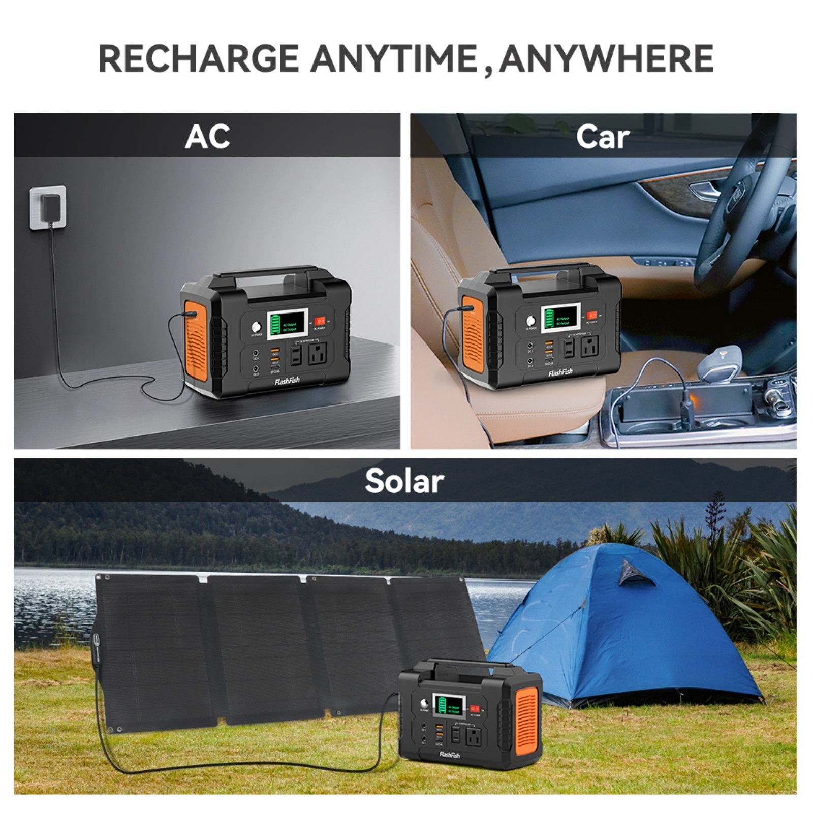 200W Solar Generator Portable Power Station with 60W Panel for Outdoor Camping