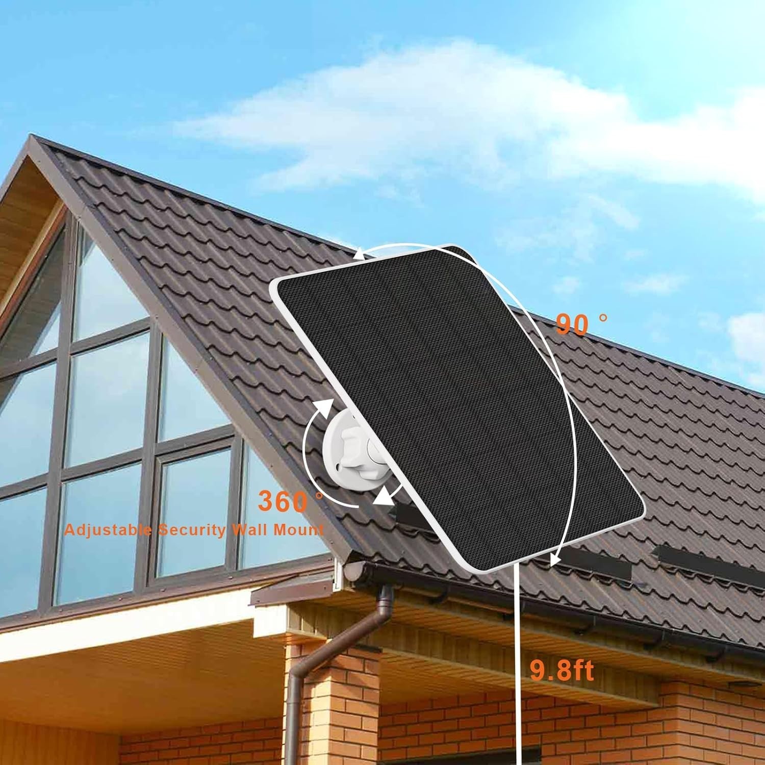 Waterproof 5W Solar Charger for Ring & Wyze Cameras with 9.8ft Cable