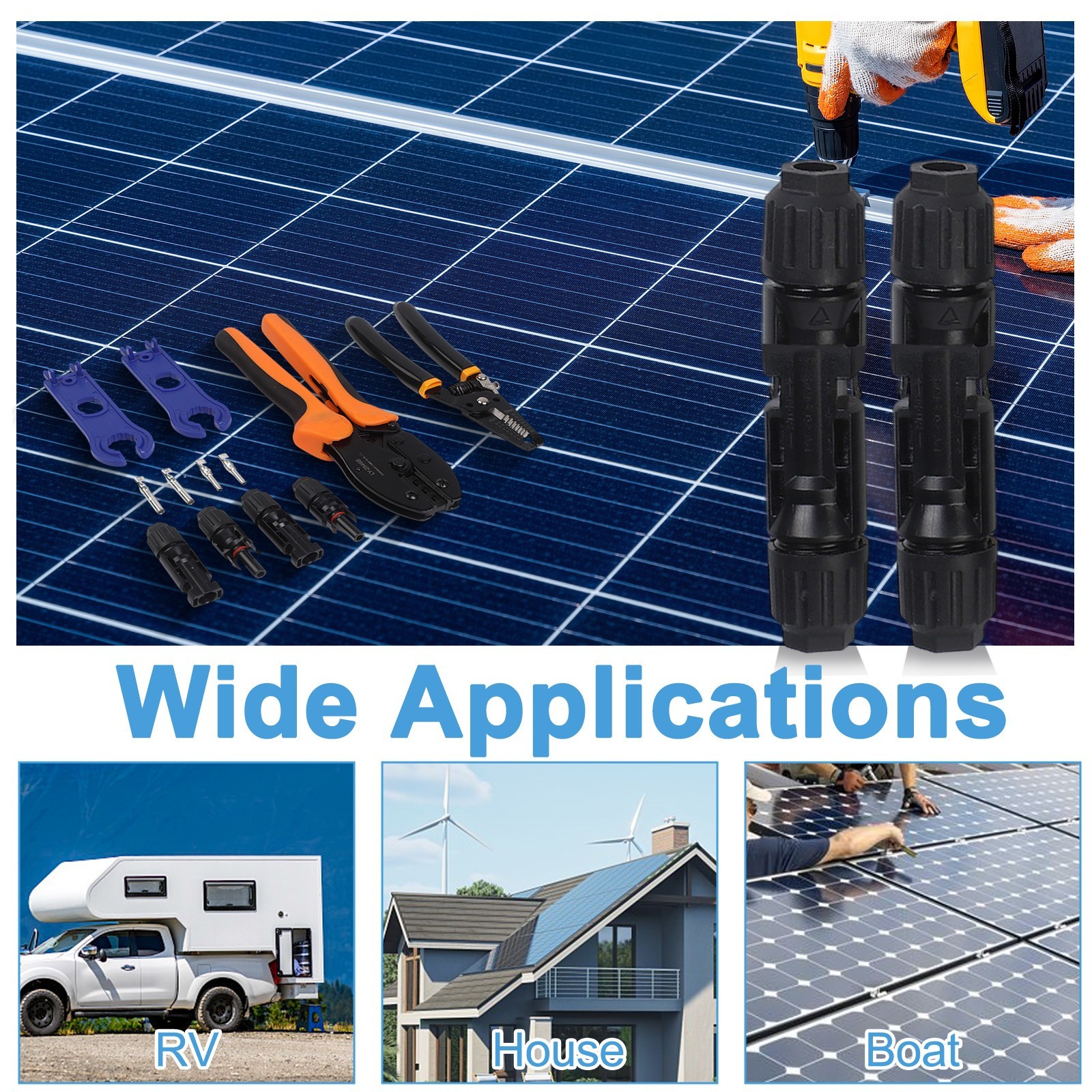 Solar PV Panel Crimping Tool Kit Solar Connector Crimper For AWG14-10 2.5/4/6mm²