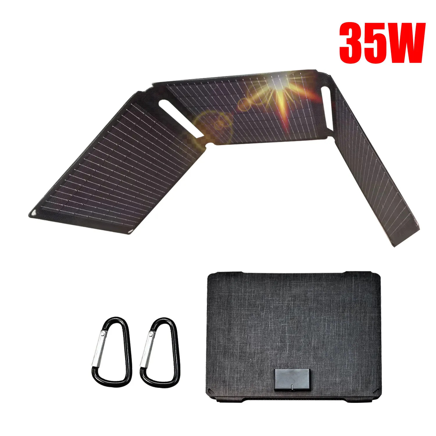 35W Portable Solar Panel with 1 USB Port 1 Type C Fast Charge ETFE Solar Panel