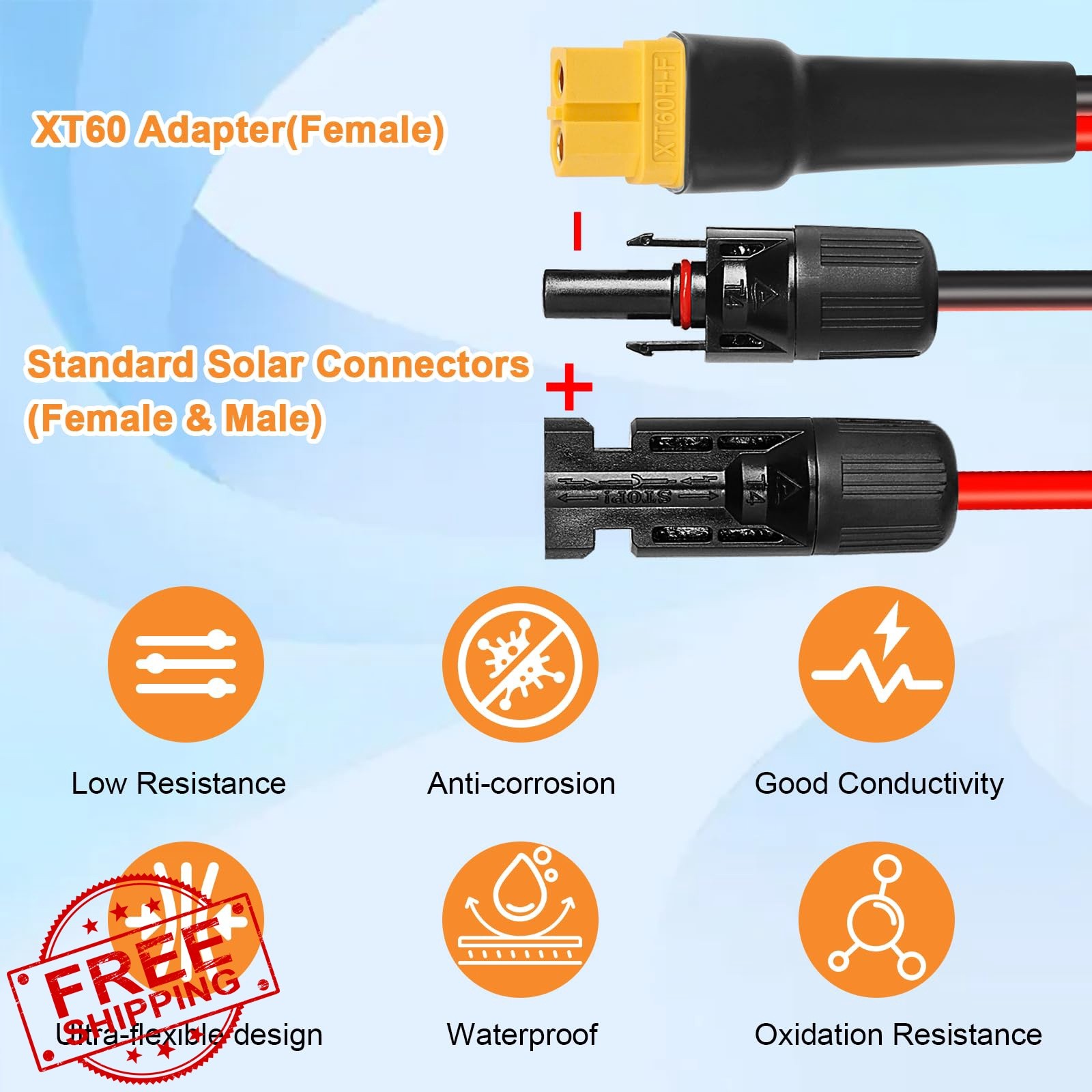 Kimbluth 10 AWG 25FT XT60 Solar Extension Cable