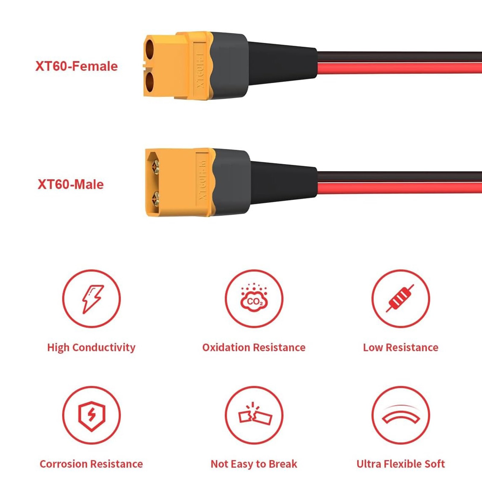 10 AWG XT60 Female Male Connector Adapter Solar Extension Cable RC Battery Cable
