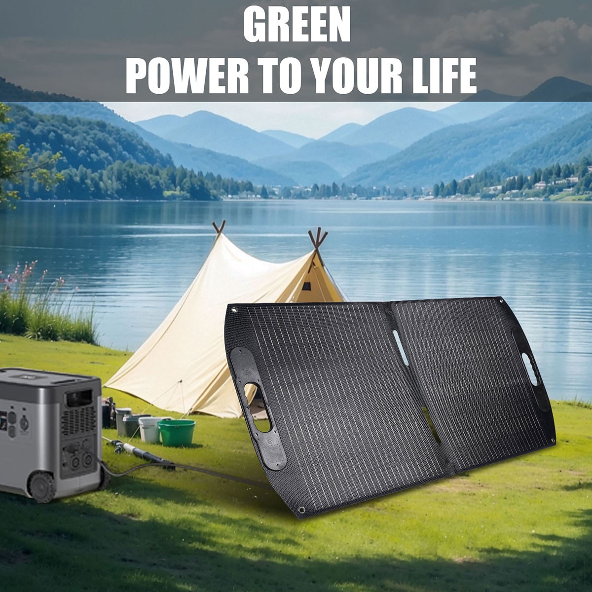 LINEBA 100W Portable Solar Panel Kit IP65 for Power Station Outdoor RV Camping