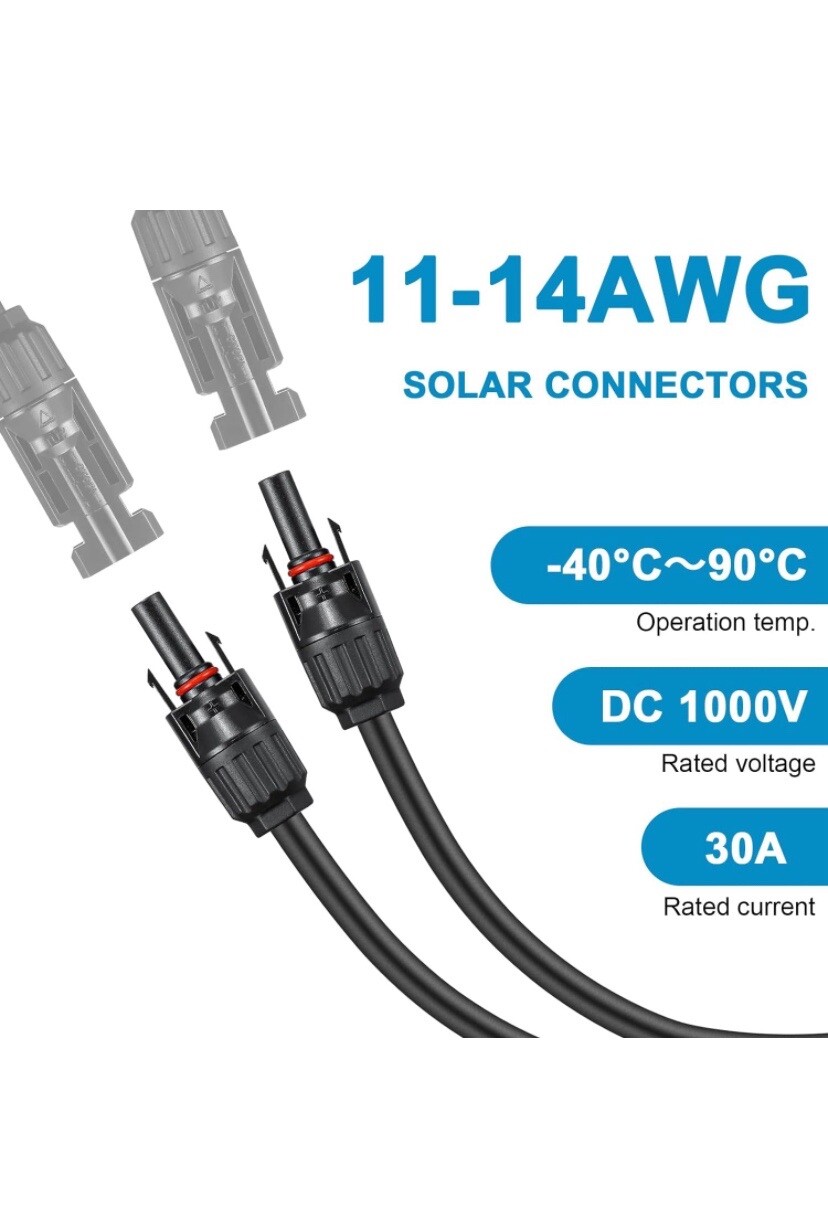 Solar Connectors Extra Long Y Branch Parallel Adapter Cable ( 1 – 4 ) 2Set