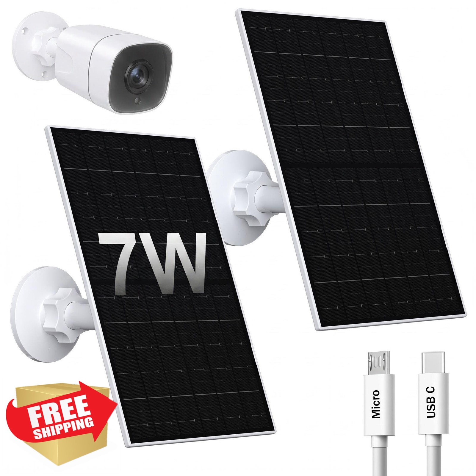 Zivif 7W Solar Panel Eufycam 2C/Pro 2/Pro E20/E40/E 2pk