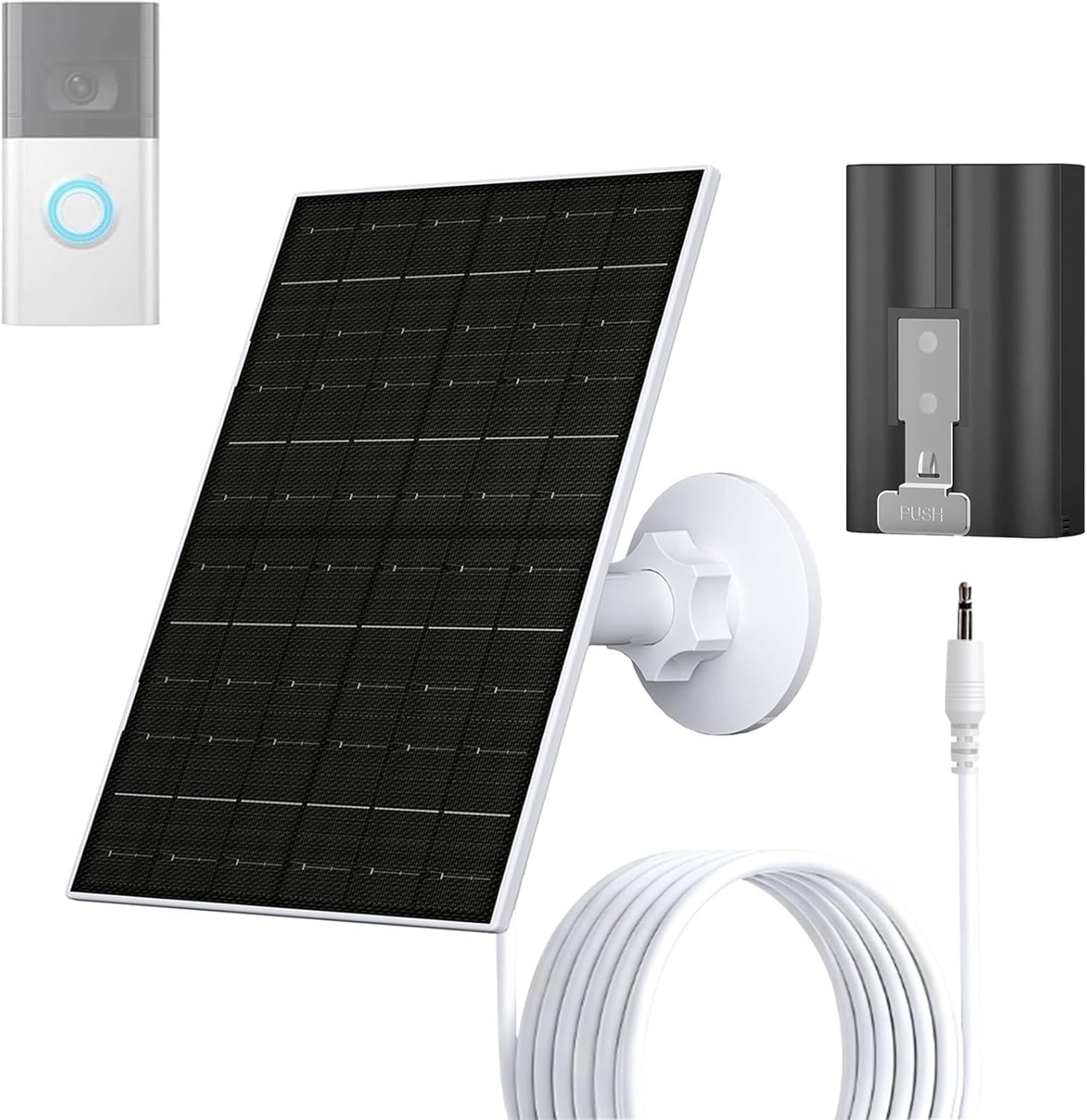 FUTURENZEN 7W Solar Panel Kit with Battery for Ring Video Doorbell T66-15