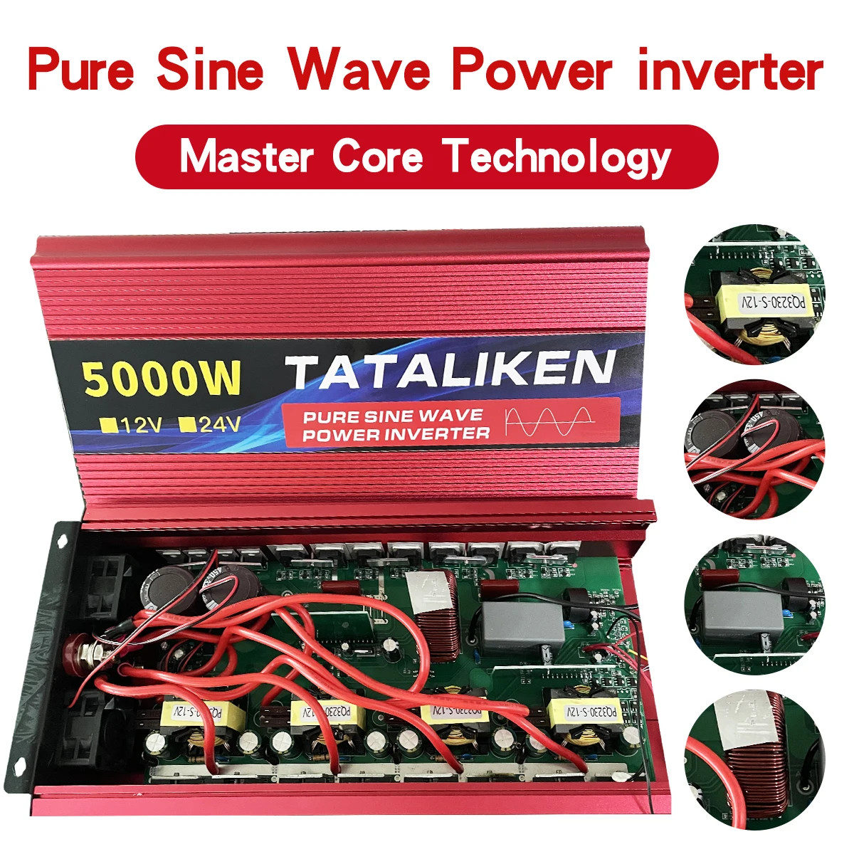 Inverter Pure Sine Wave 2500W/3500W/4500W/5000WDC 12V/24V to AC 220V 230V Volta
