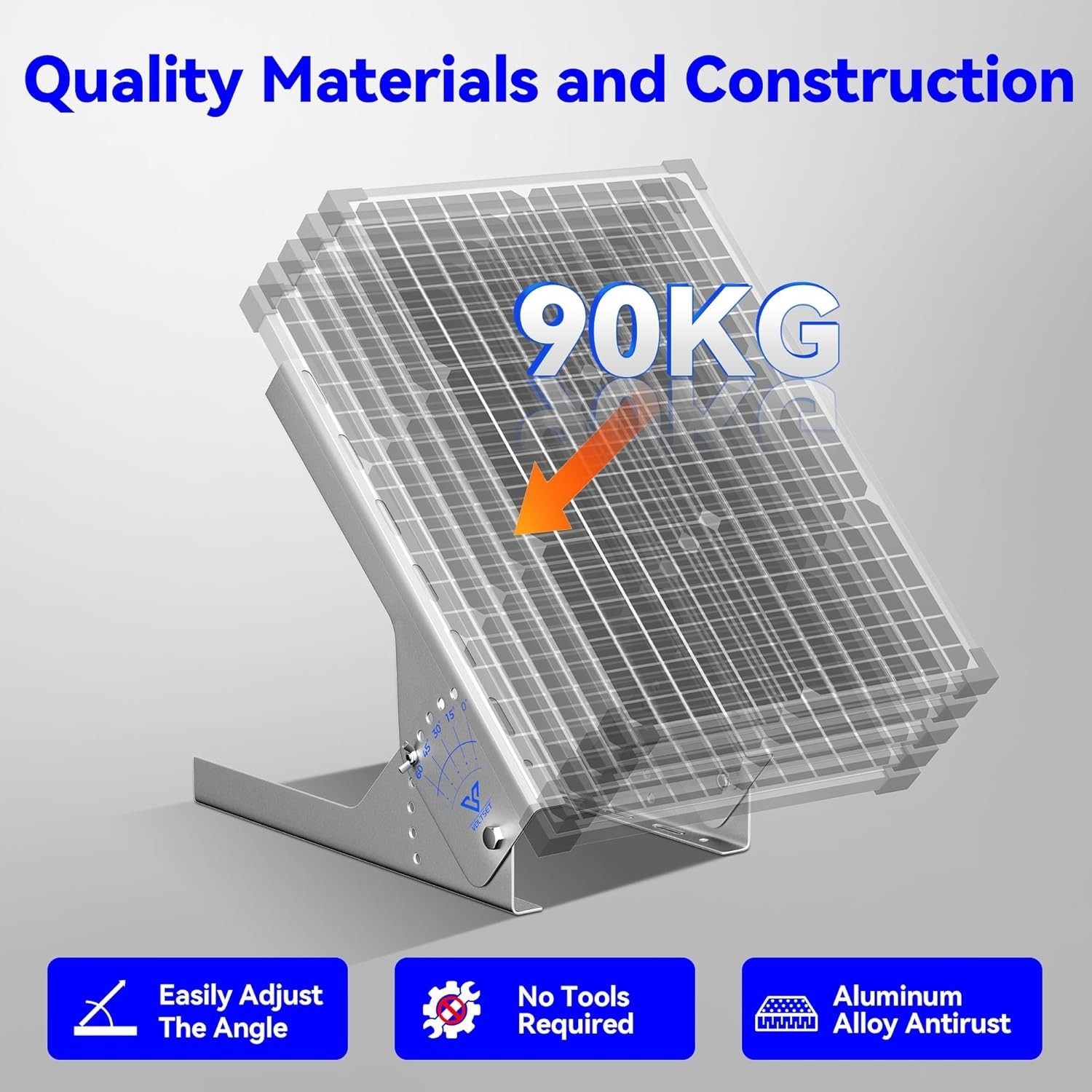 Solar Panel Mount Stand: 13.8in Immortal Steel Adjustable Angle Bracket – Rac..