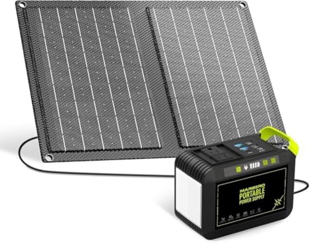 88.8Wh Solar Generator with 21W Solar Panel Included Portable Green Black