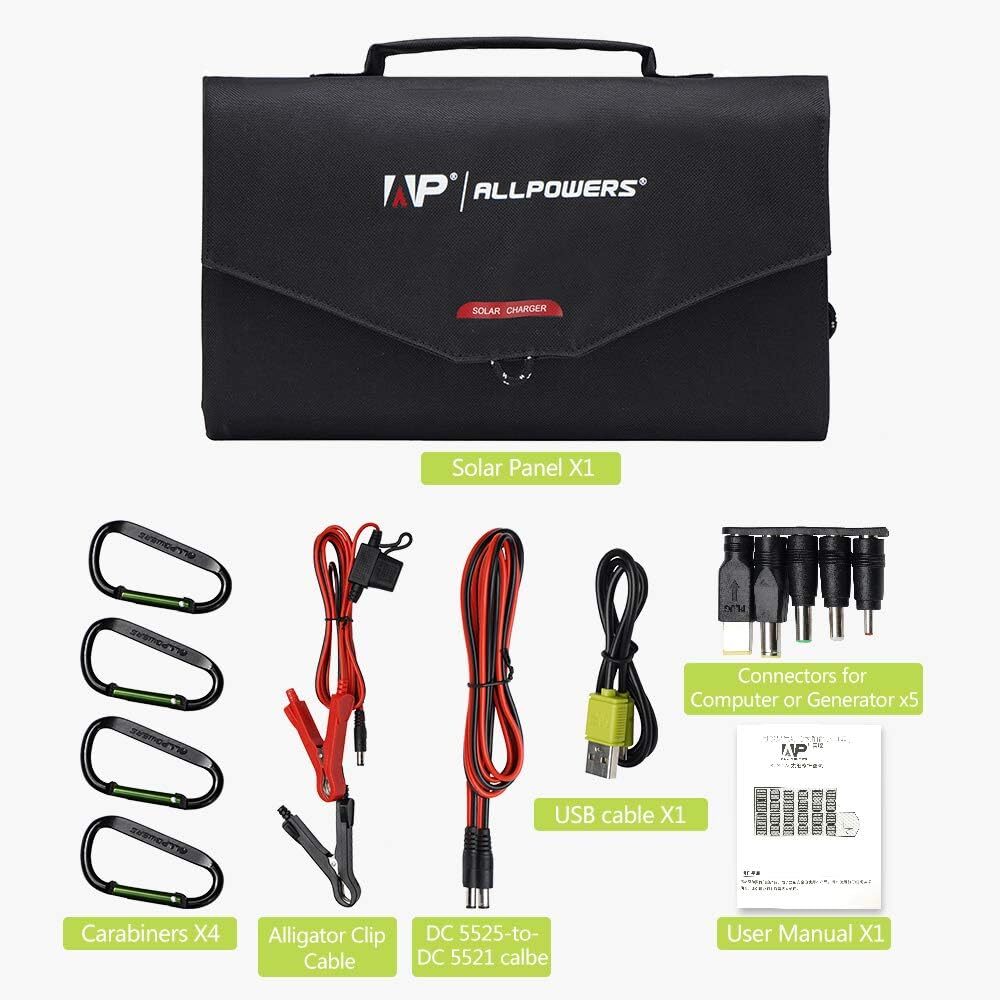 ALLPOWERS 100W Solar Panel Foldable Portable Solar Panel Kit for Laptop, Camping