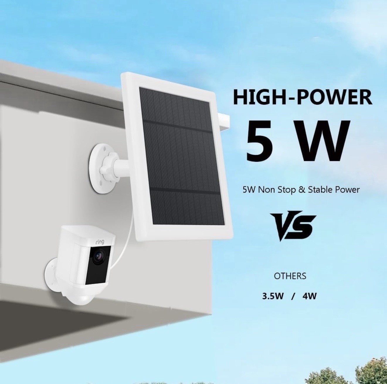 2 Pack Solar Panel for Ring Spotlight Plus/Pro/Cam Camera 5W Solar Charger New