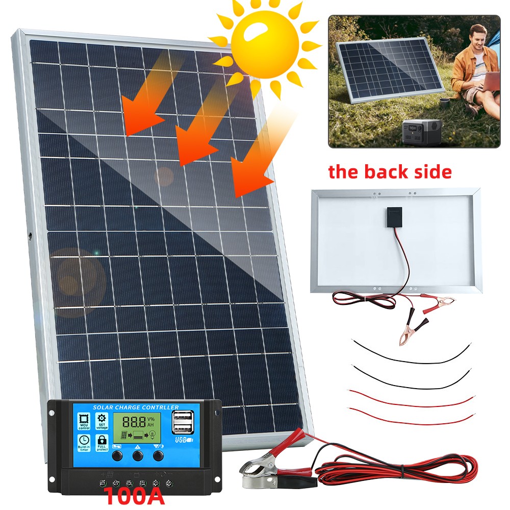 30W Solar Panel 12V Solar Battery Trickle Charger 100A W/Controller Maintainer