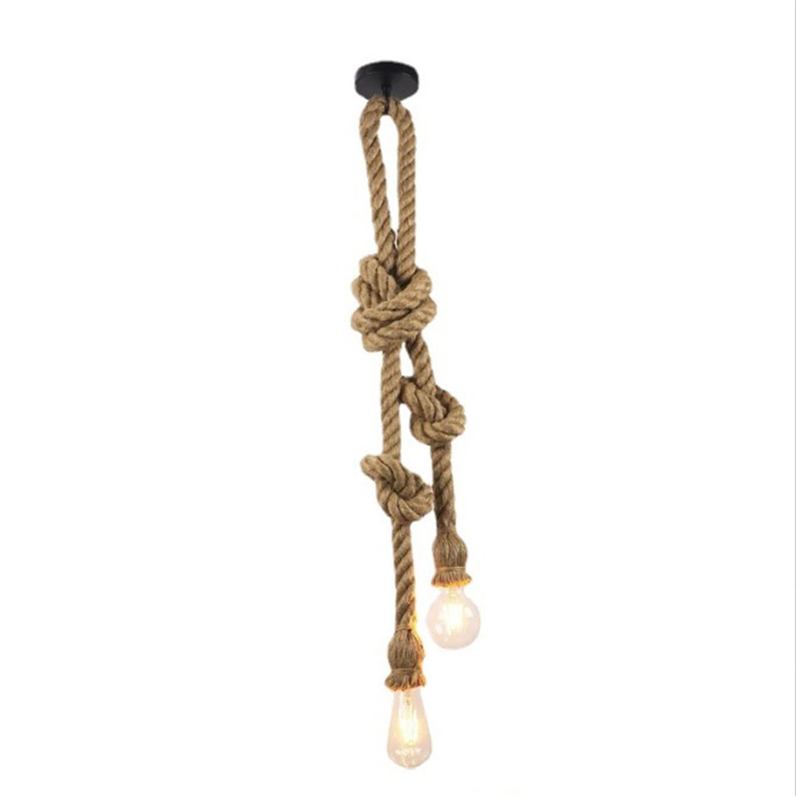 Earth Yellow Industrial Chandelier Retro Hemp Rope Ceiling Lamp 1m Length