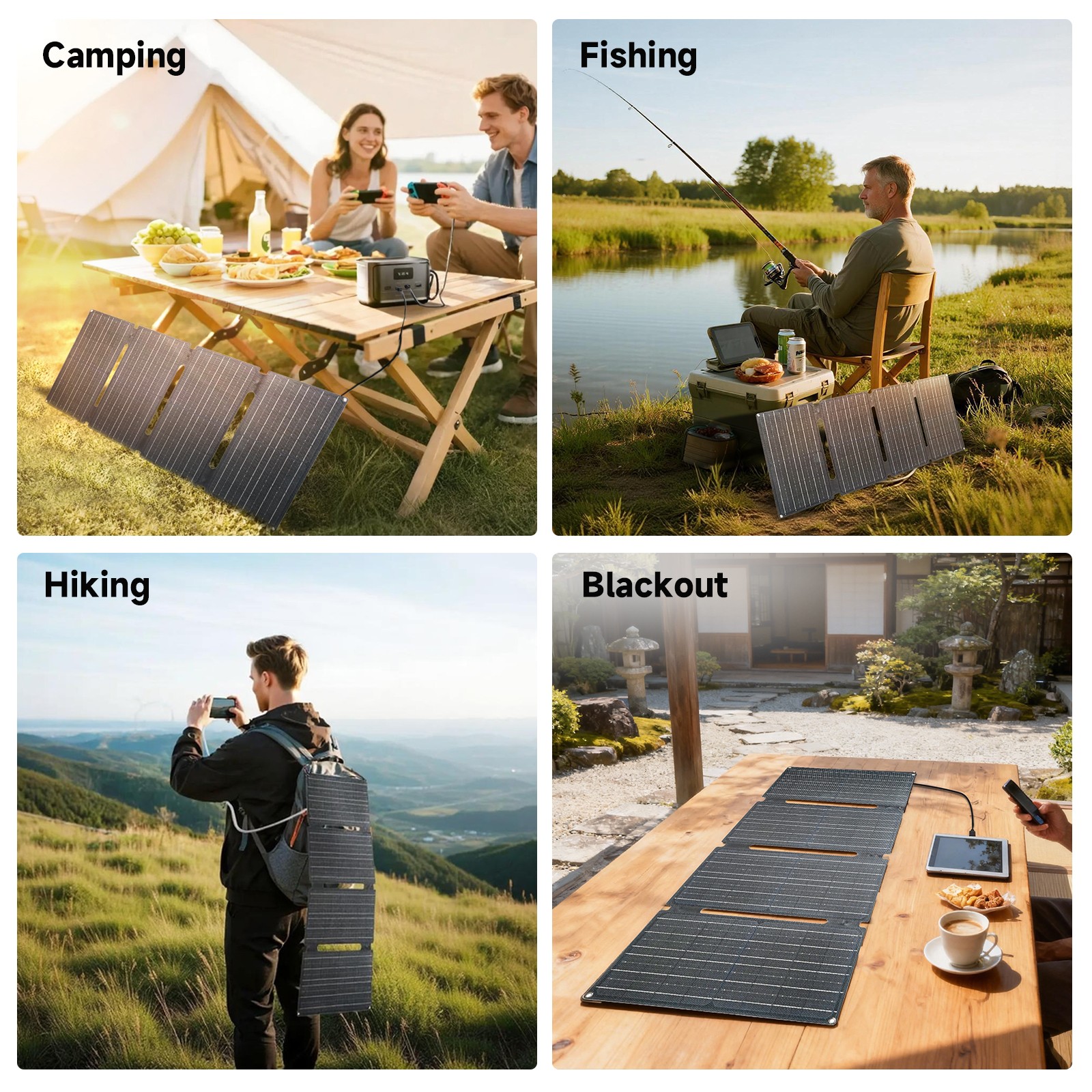 ALLPOWERS Portable Solar Panel 60W Foldable Solar Panel Charger for Camping Fish