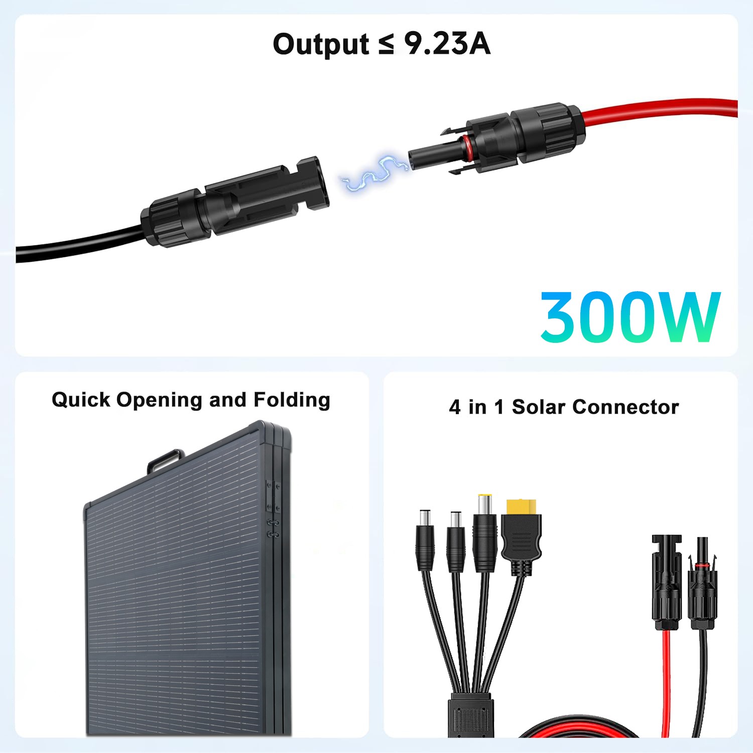 300W Solar Panels Portable Mono W/Kickstand ETFE Solar Charger Power Supply HQ