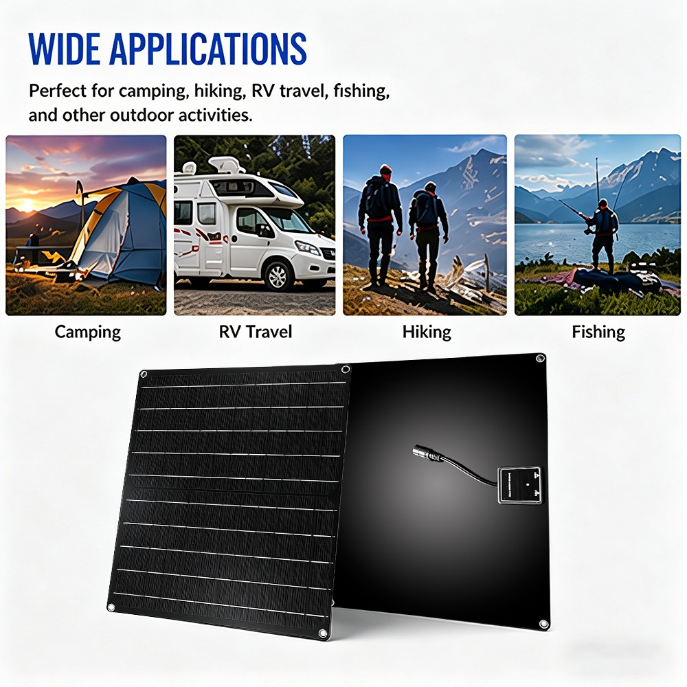 100W Portable Flexible Monocrystalline Solar Panel USB DC Outdoor RV Camping Use