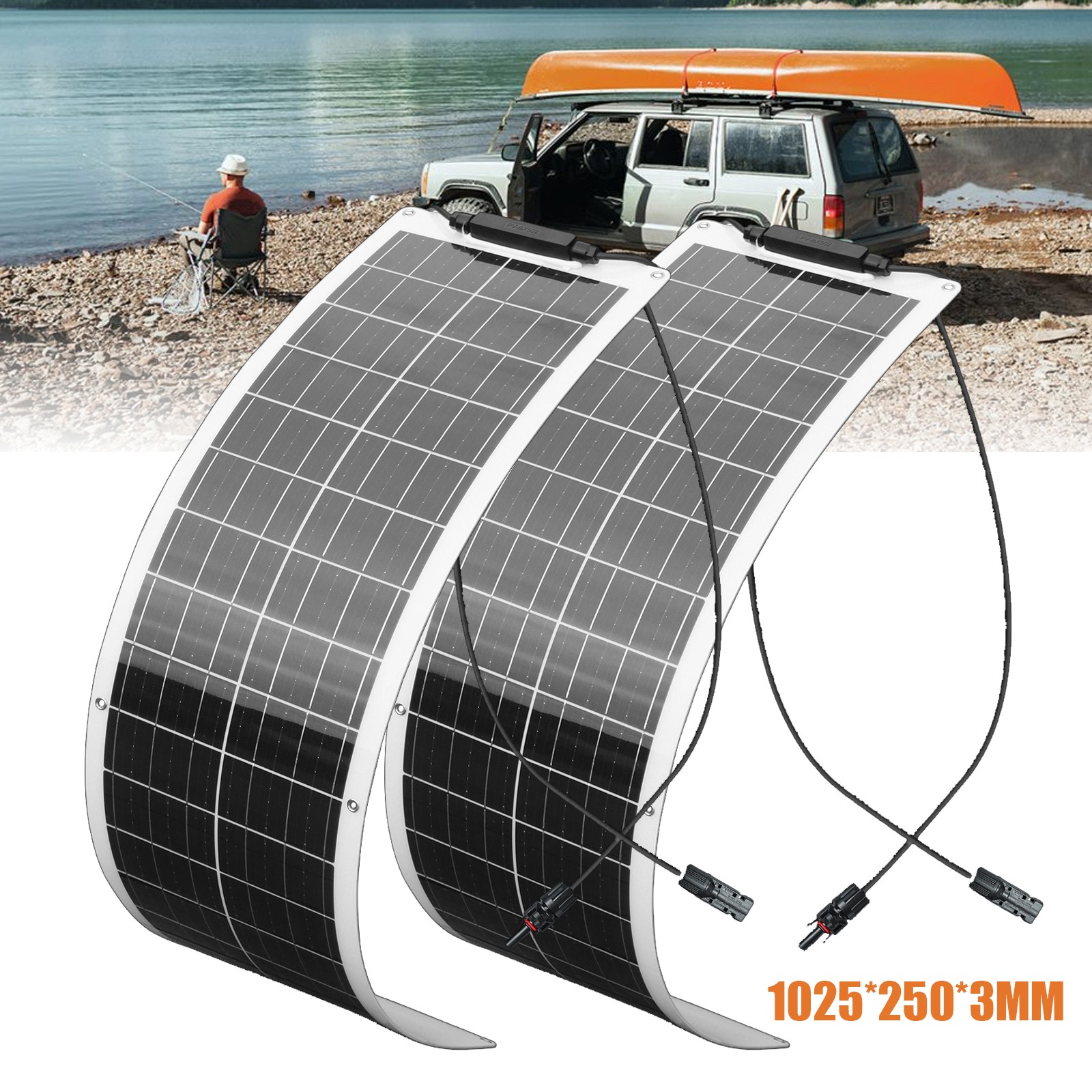 50W*2 Solar Panel 19.8V Flexible Mono PV Off-Grid RV Home Roof Boat Battery