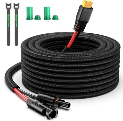 Solar to XT60 Charge Extension Cable with Solar 12AWG 10Ft Red and Black
