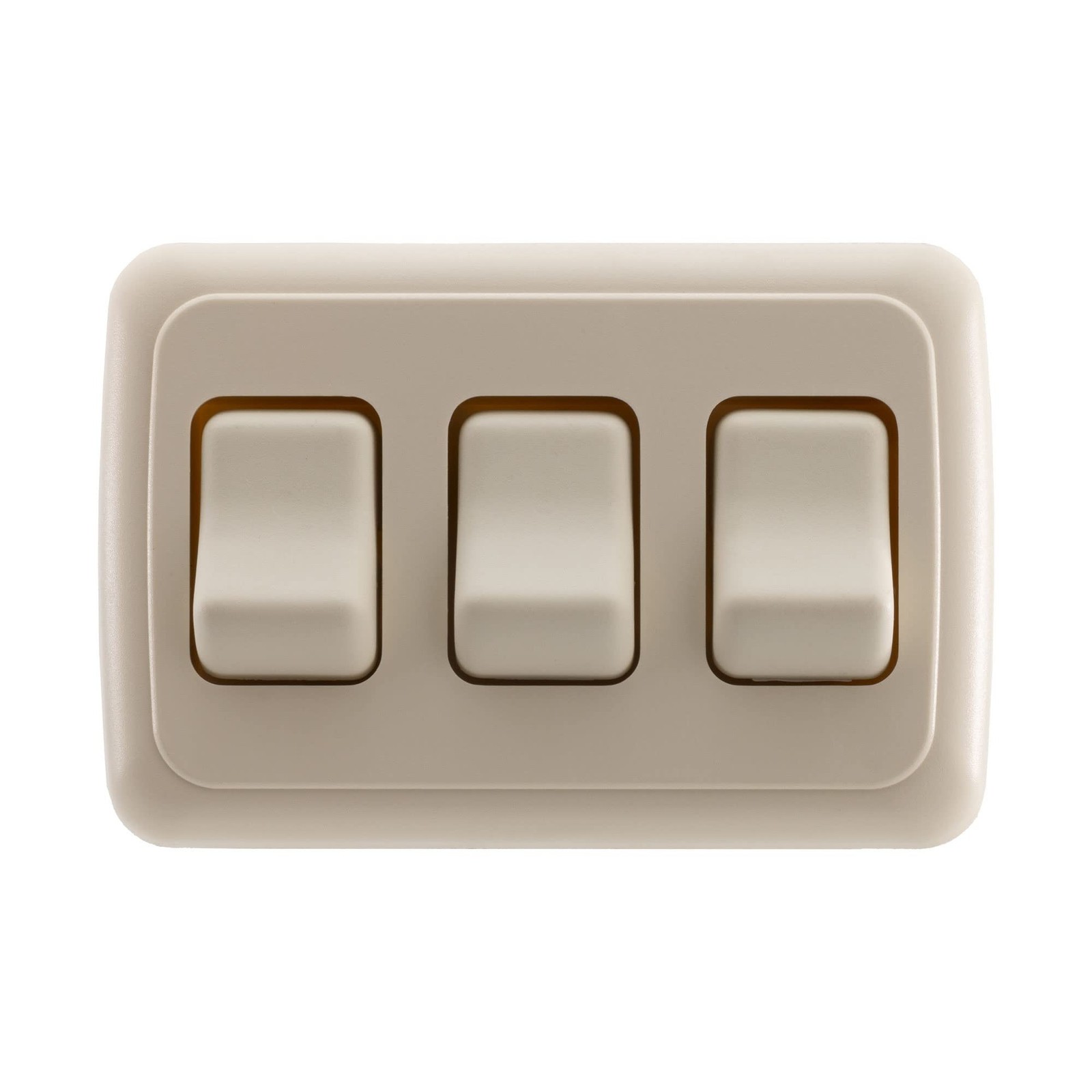 Triple SPST On-Off Switch with Bezel, 12-Volt, for RV, Trailer, Camper (Almond)