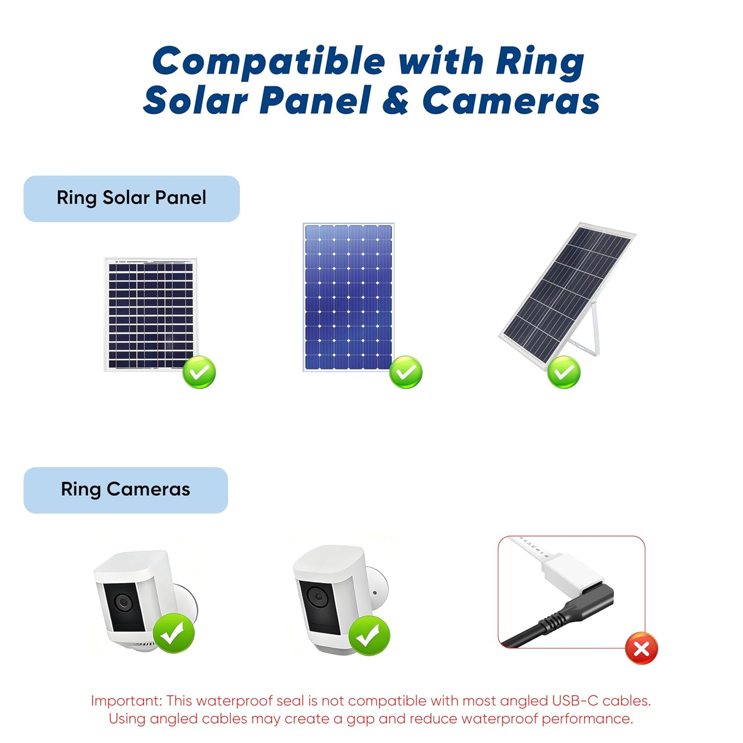 USB C Extension Cable 10Ft for Ring Solar Panel & Camera, 45W Charging Waterproo