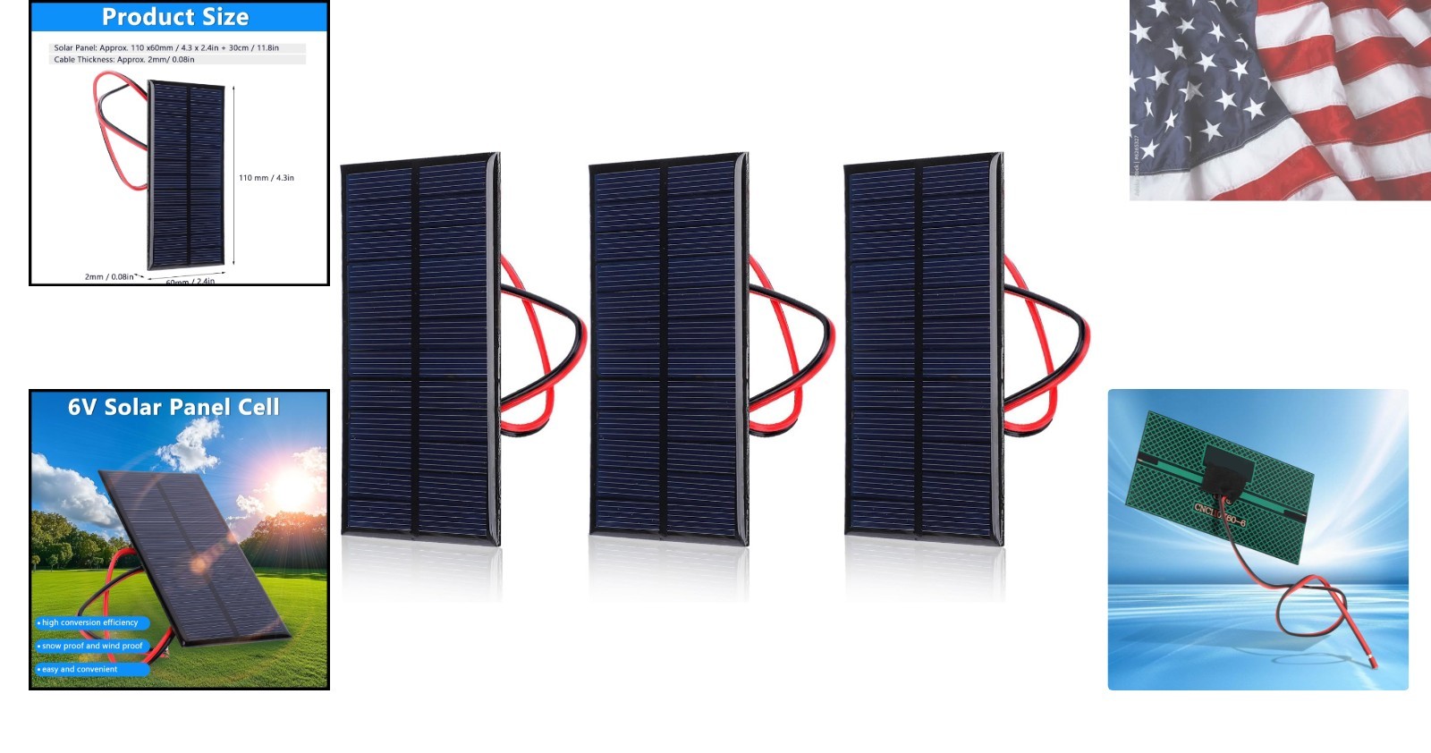 3Pcs Mini Solar Panel DC 6V Polysilicon Solar Cell Charger Module Solar DIY P…