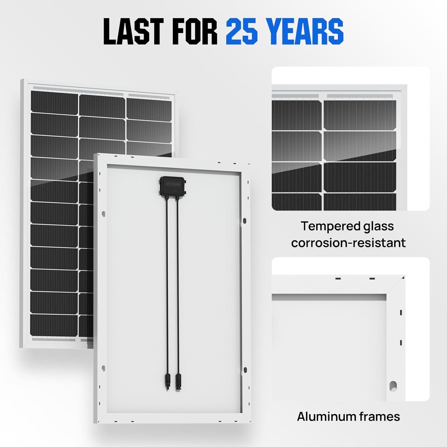 Durable 100W Solar Panel with 25- Lifespan – Ideal for Camping and More