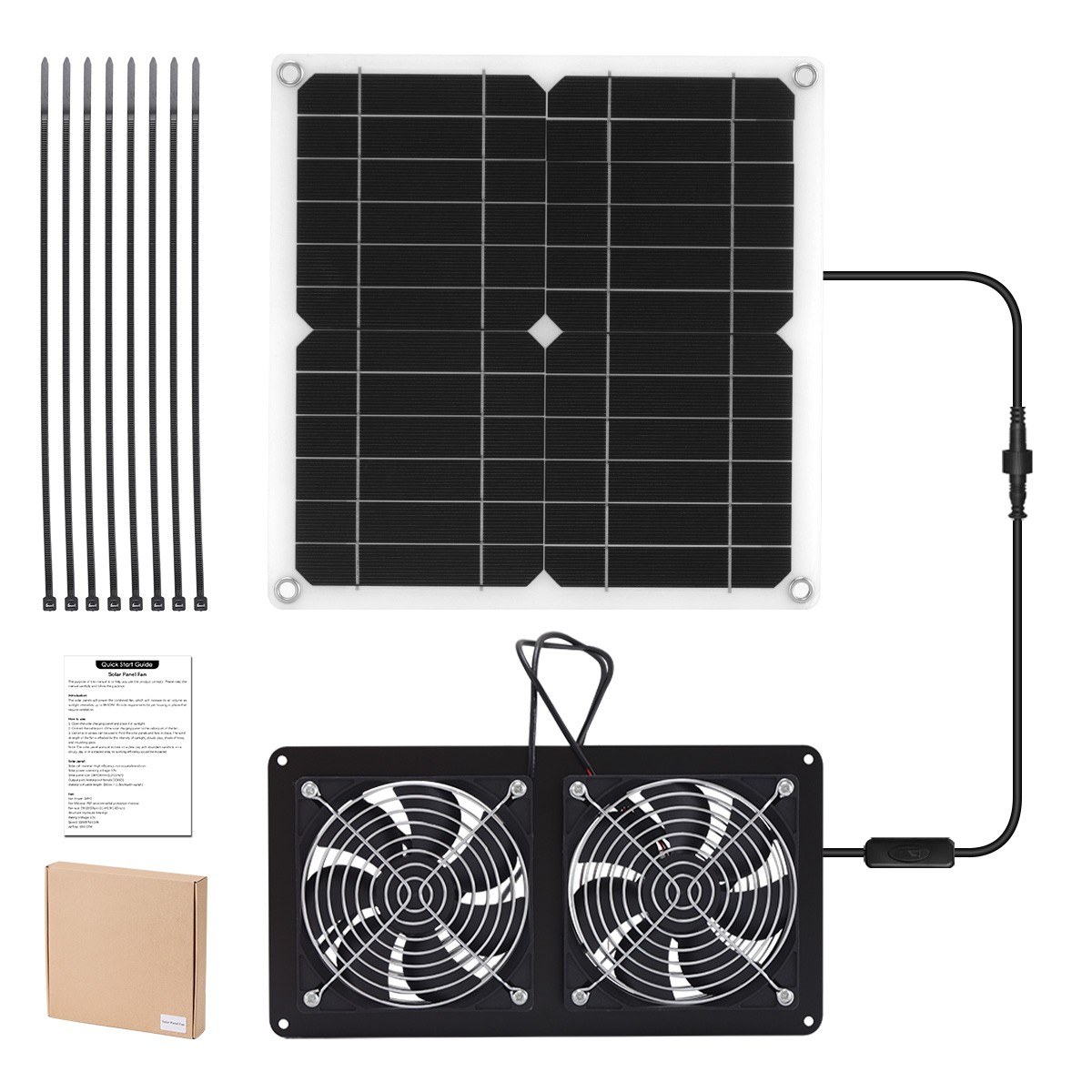 Solar Panel Fan Kit Exhaust Fans Dual Fan Vent Ventilation Coop Greenhouse Fan
