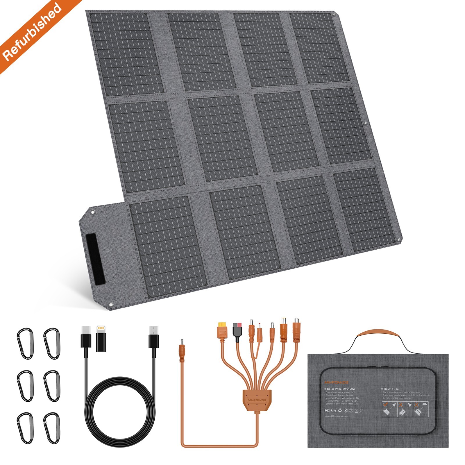 120W Portable Solar Panel Cell Charger USB Ports for Jackery ECOFLOW Refurbish