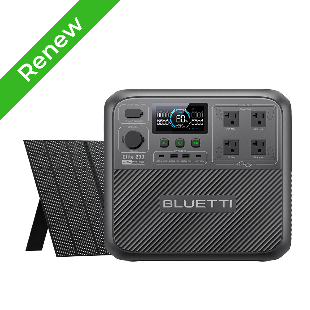 BLUETTI Elite 200 V2 2600W 2073Wh Portable Power Station+350W Solar Panel Kit
