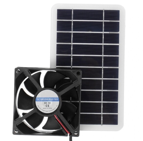 2.5W solar panel fan, solar pet exhaust fan, chicken dog cat solar air flow fan