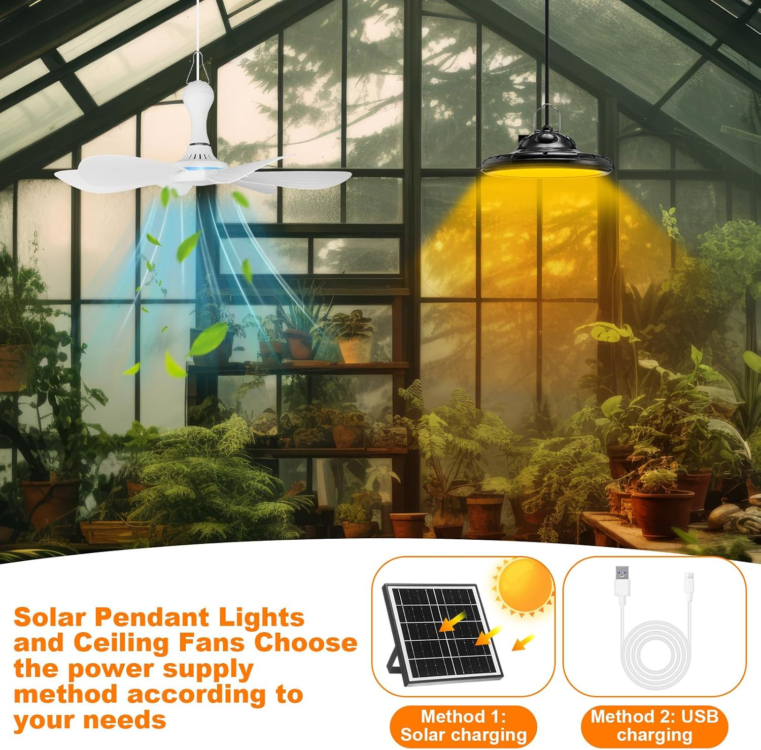 Solar Chicken Coop Fan and Light Kit, 15W Powerful Solar Panel, 4500Mah Recharge