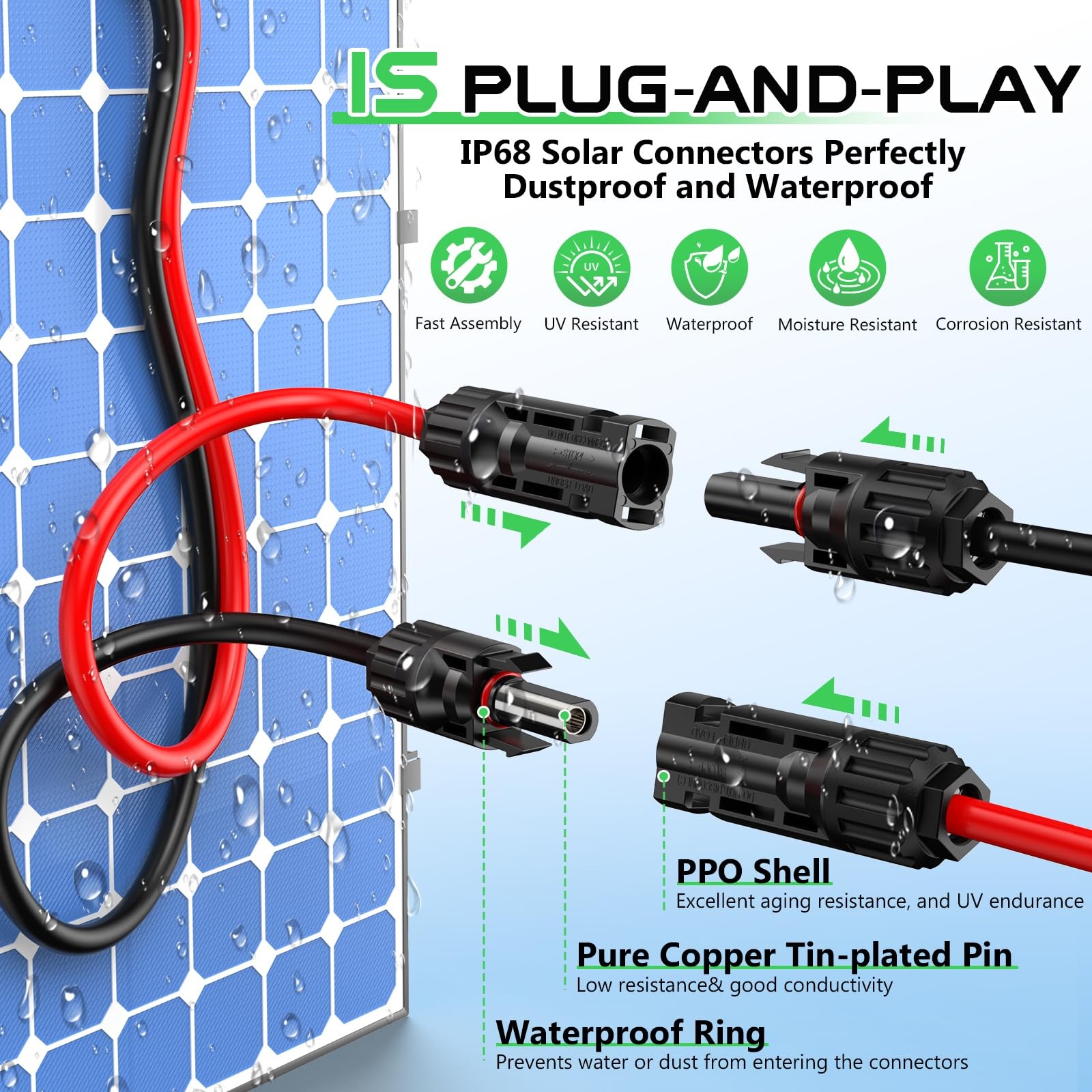 12AWG Solar To XT60 Charging Cable 25Ft For Portable Power Station Solar Panel