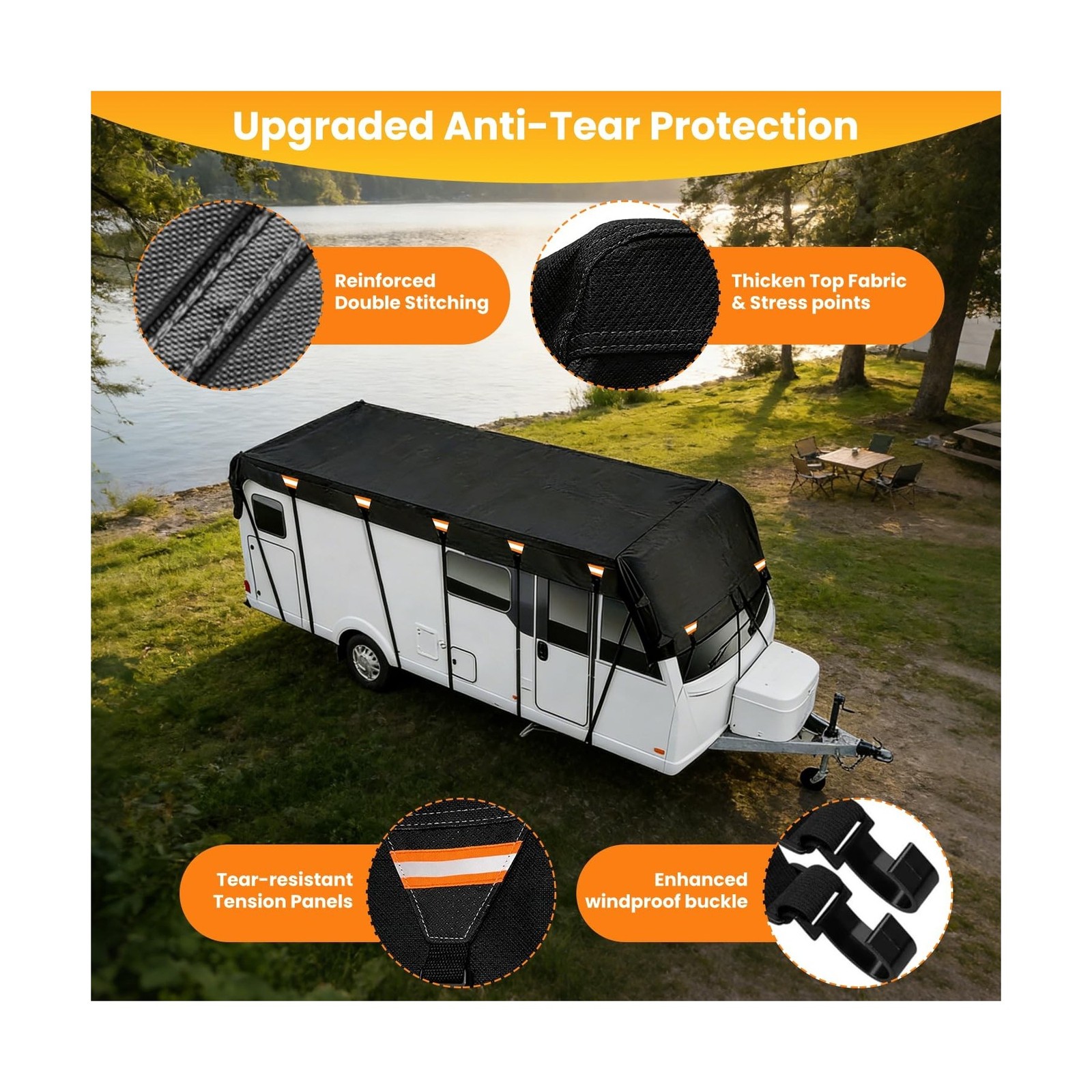 600D Rv Roof Cover Waterproof Fits 31ft to 33ft Motorhome Caravan | Camper Ro…