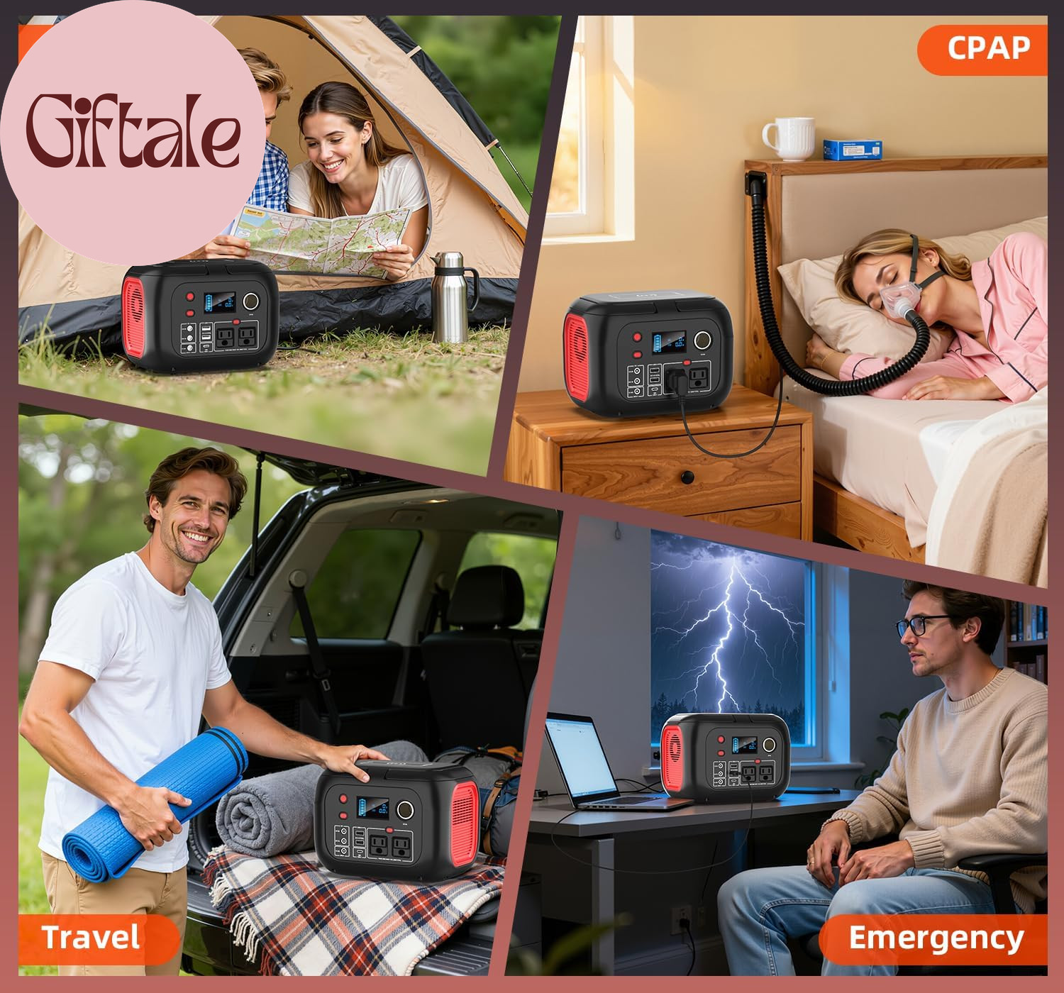 Portable Power Station 300W, 228Wh Solar Generator with 110V Pure Sine Wave AC O